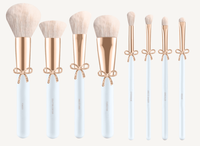 Pearlized Blue Bow Glitz & Glam | 9pc Essential Brush Set