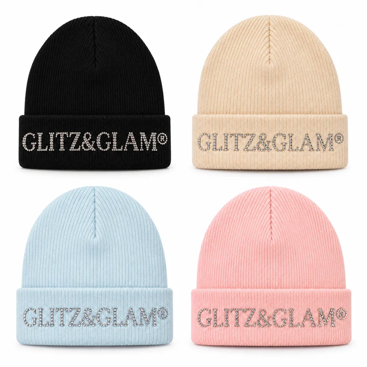 Glitz & Glam Beanie in Black, Champagne, Icy Blue and Pink