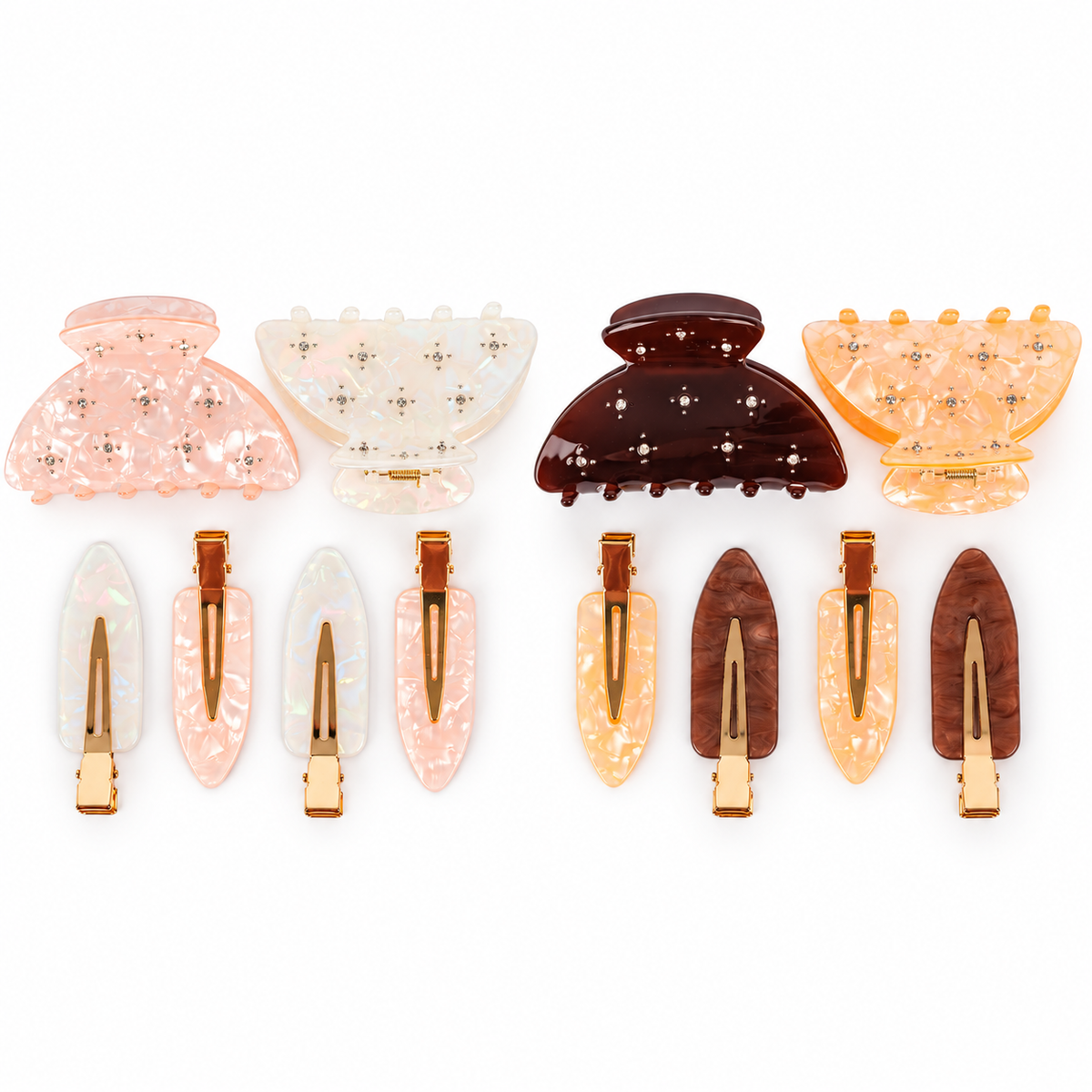 Pink and Neutral Glitz & Glam claw clip and dent-free clip sets