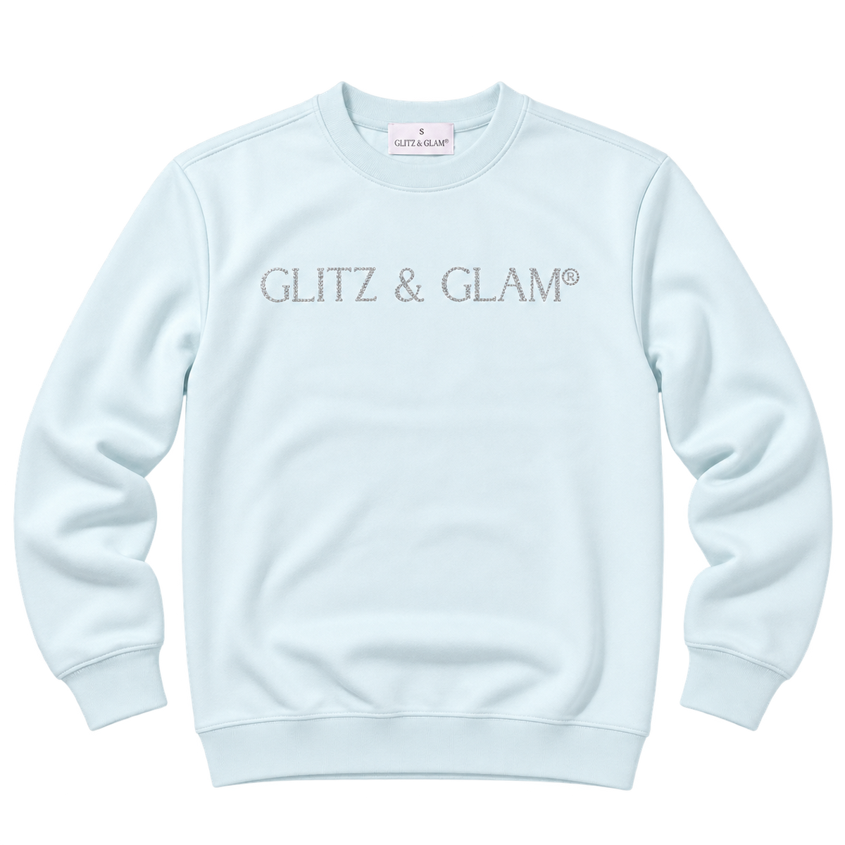 Background-free product photo of Glitz & Glam Crew Neck | Icy Blue