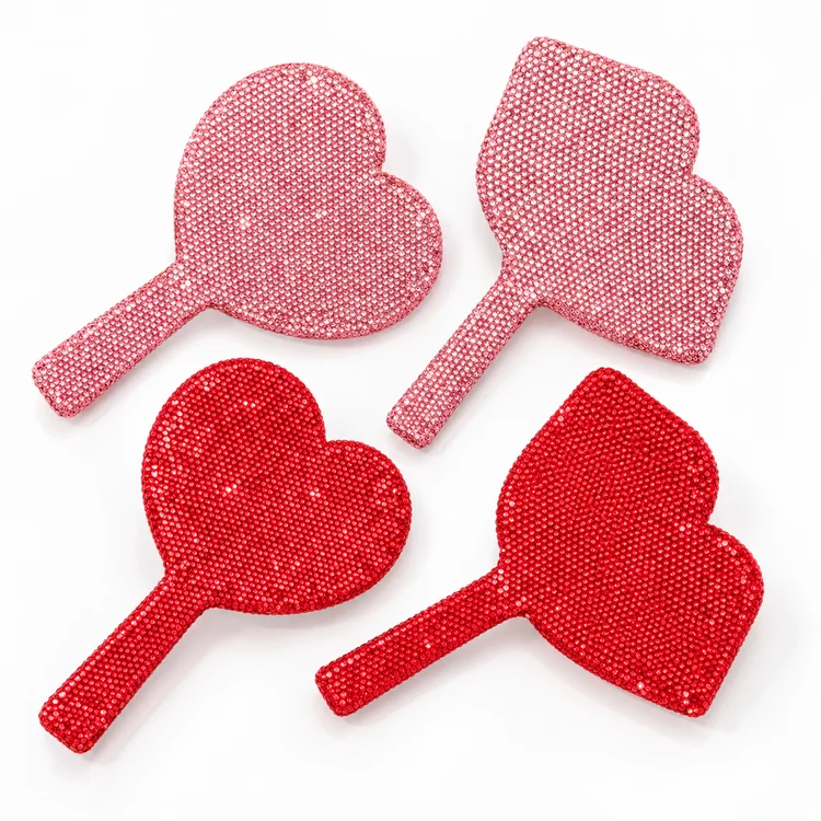 Glitz & Glam Mini Handheld Mirrors in Pink Heart, Pink Lip, Red Heart and Red Lip styles