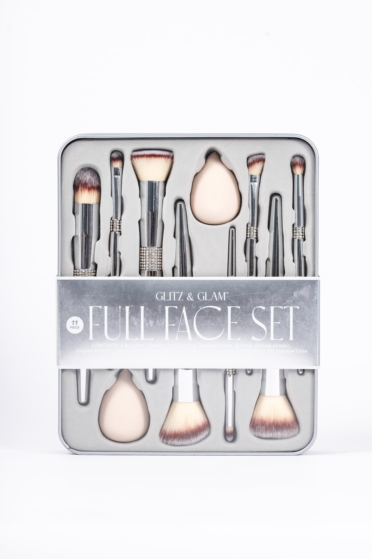 Platinum Chrome Glitz & Glam 10pc Makeup Brush Set GG4756, packaging