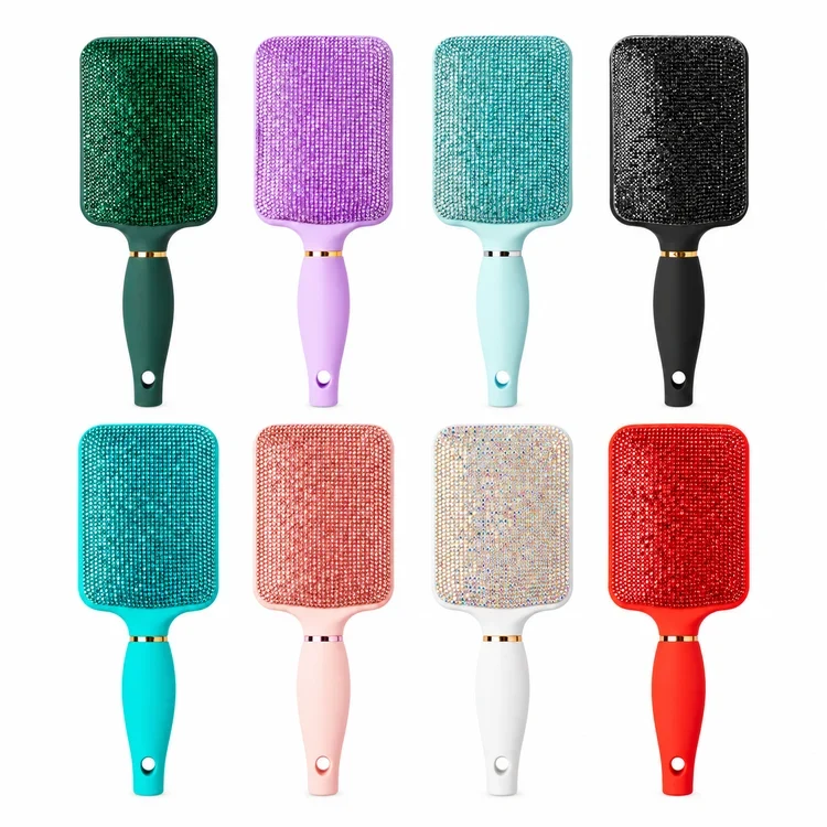 All eight Glitz & Glam Bling Rectangle Paddle Brush colors