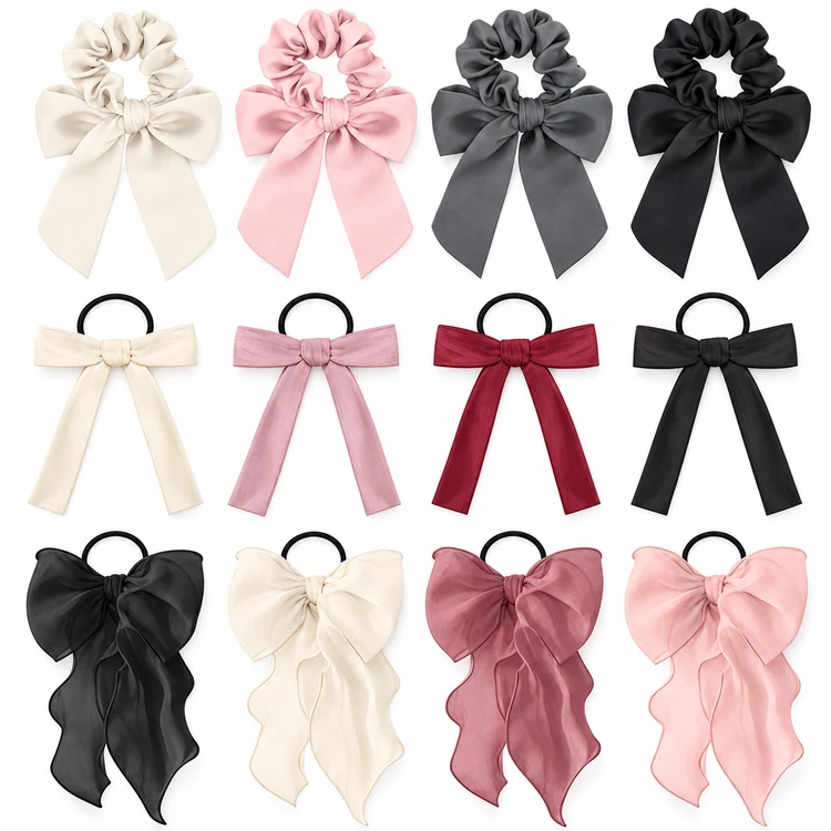 Hair Bow Ties and Scrunchies – all three four-piece styles