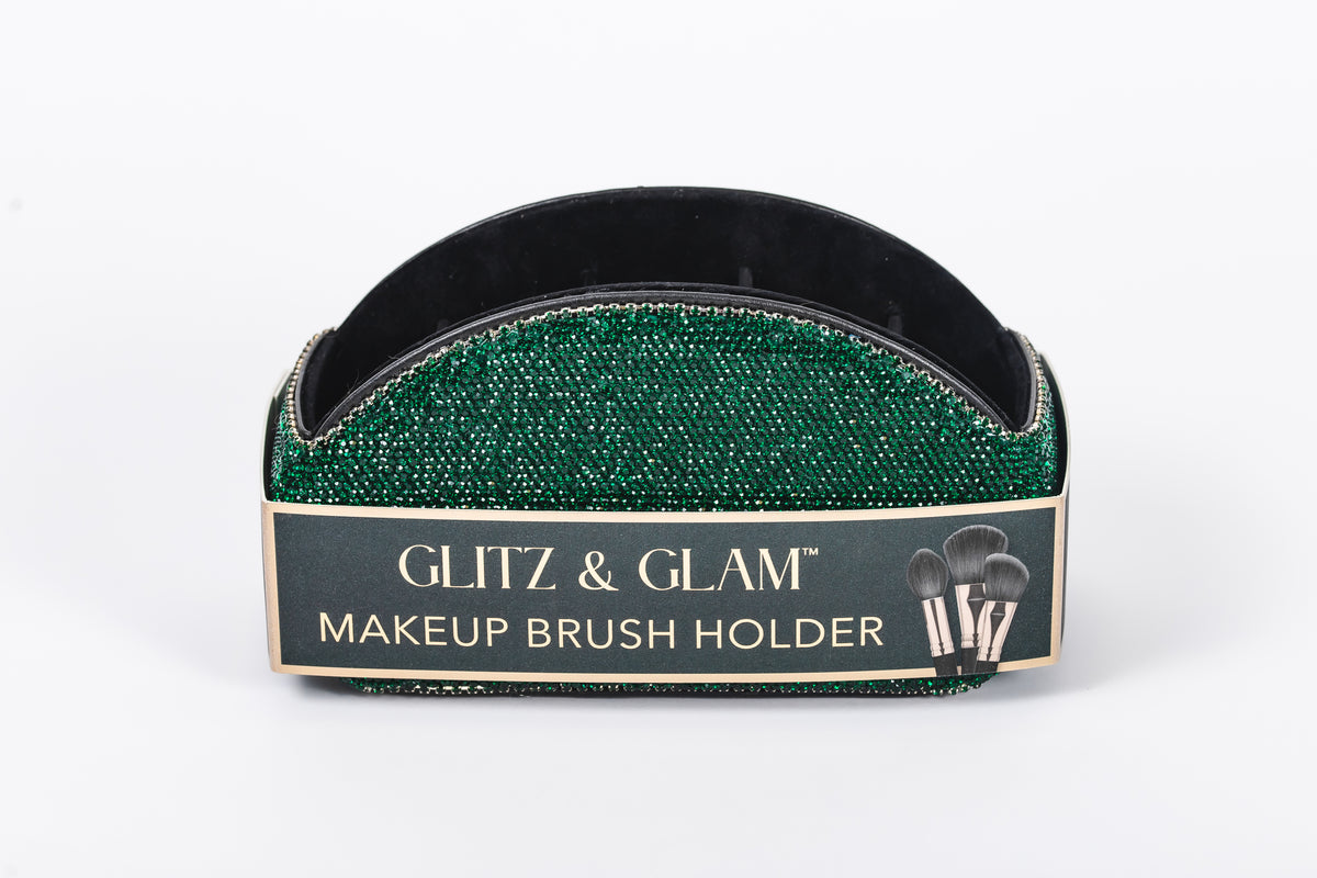 Emerald Glitz & Glam Half Moon Makeup Brush Holder | GG4688, retail packaging