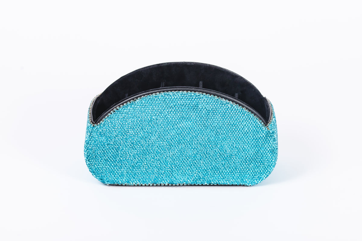 Aquamarine Glitz & Glam Half Moon Makeup Brush Holder | GG4692, product view 1
