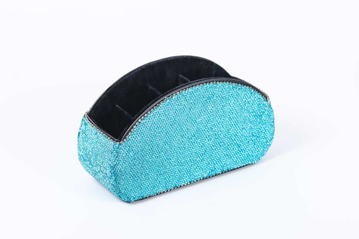 Aquamarine Glitz & Glam Half Moon Makeup Brush Holder | GG4692, product view 2