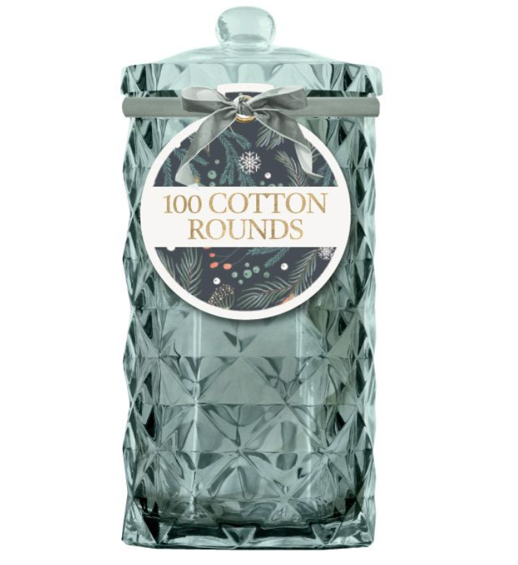100 Cotton Rounds- Botanical Teal Jar