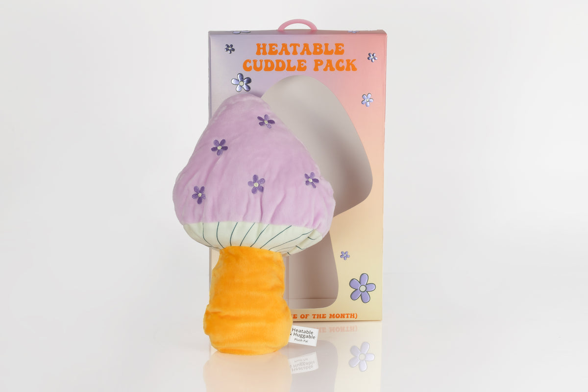 Pink Mushroom heatable plush – packaging