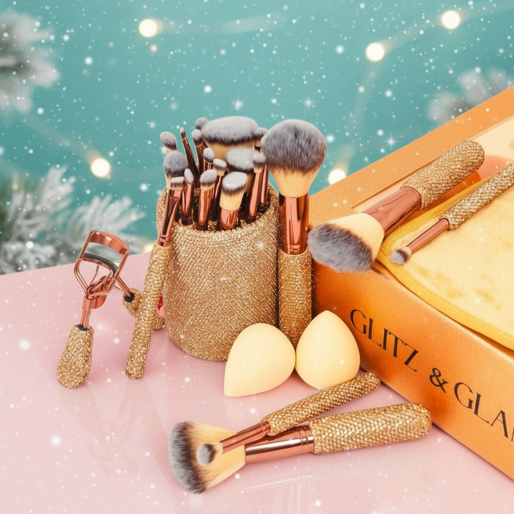 LIMITED EDITION | CHAMPAGNE Glitz & Glam | 26pc Essentials Collection Brush Set | MU9682