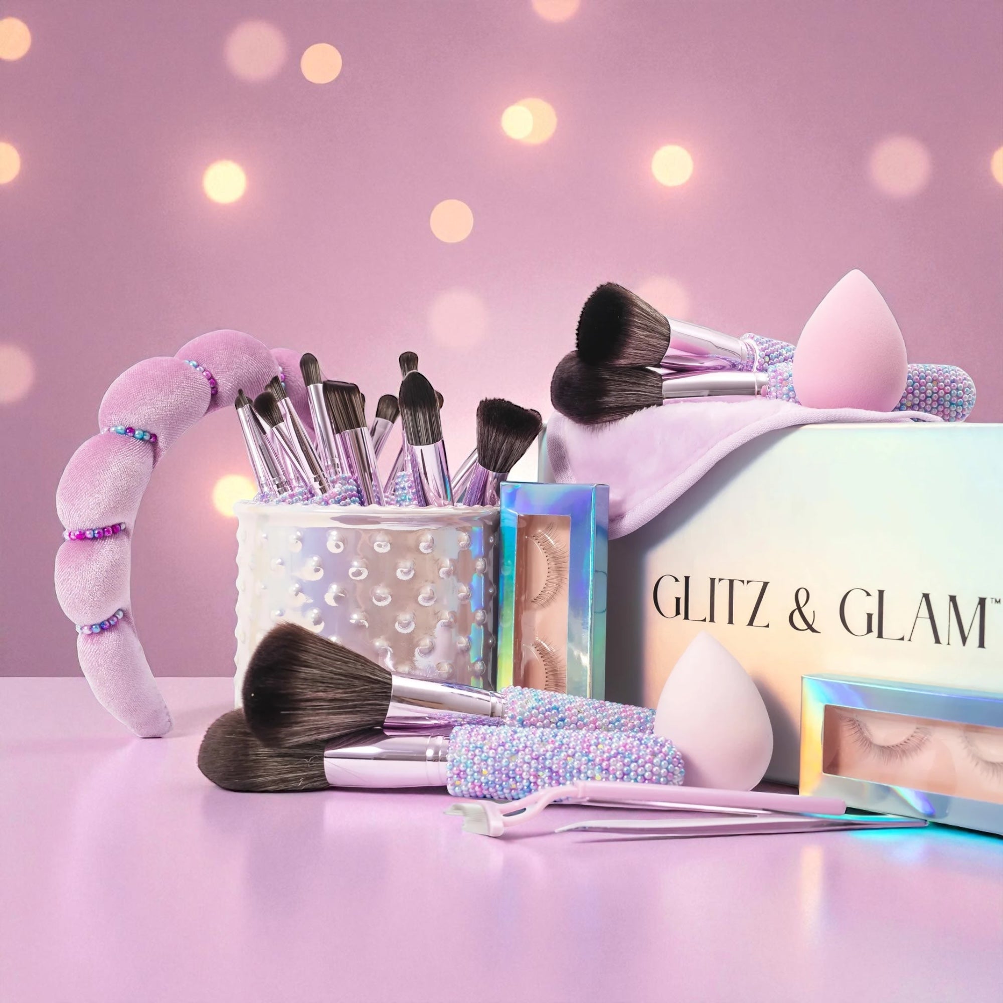 PEARL BLING Mega Glitz & Glam | 30pc Essentials Collection Brush Set | MU9690-B