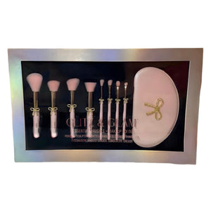 Pearlized Pink & Gold Bow | 9pc Essentials Collection Brush Set | PRE ORDER!