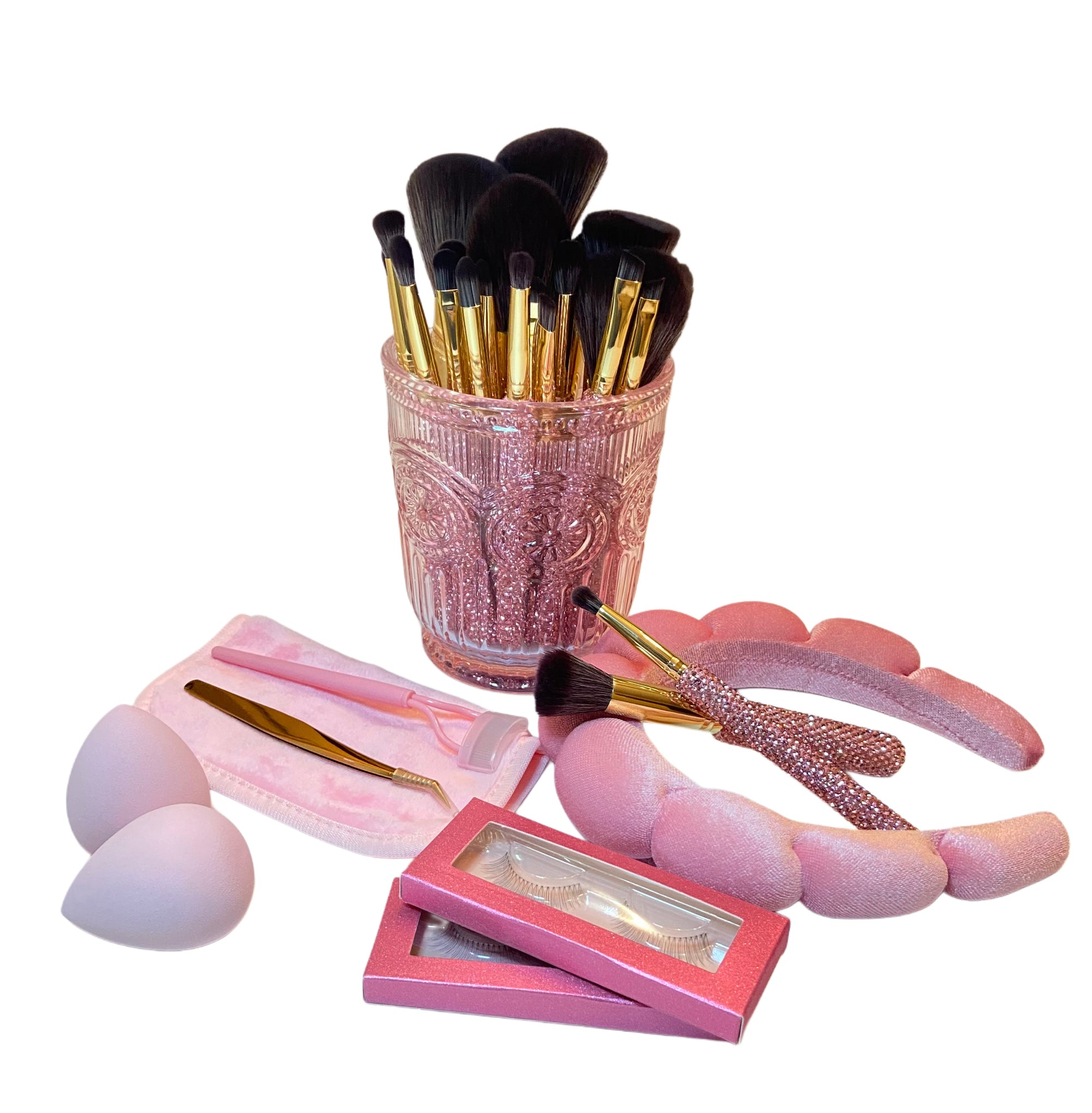 DUSTY ROSE PINK Mega Glitz & Glam | 30pc Essentials Collection Brush Set | GG4393