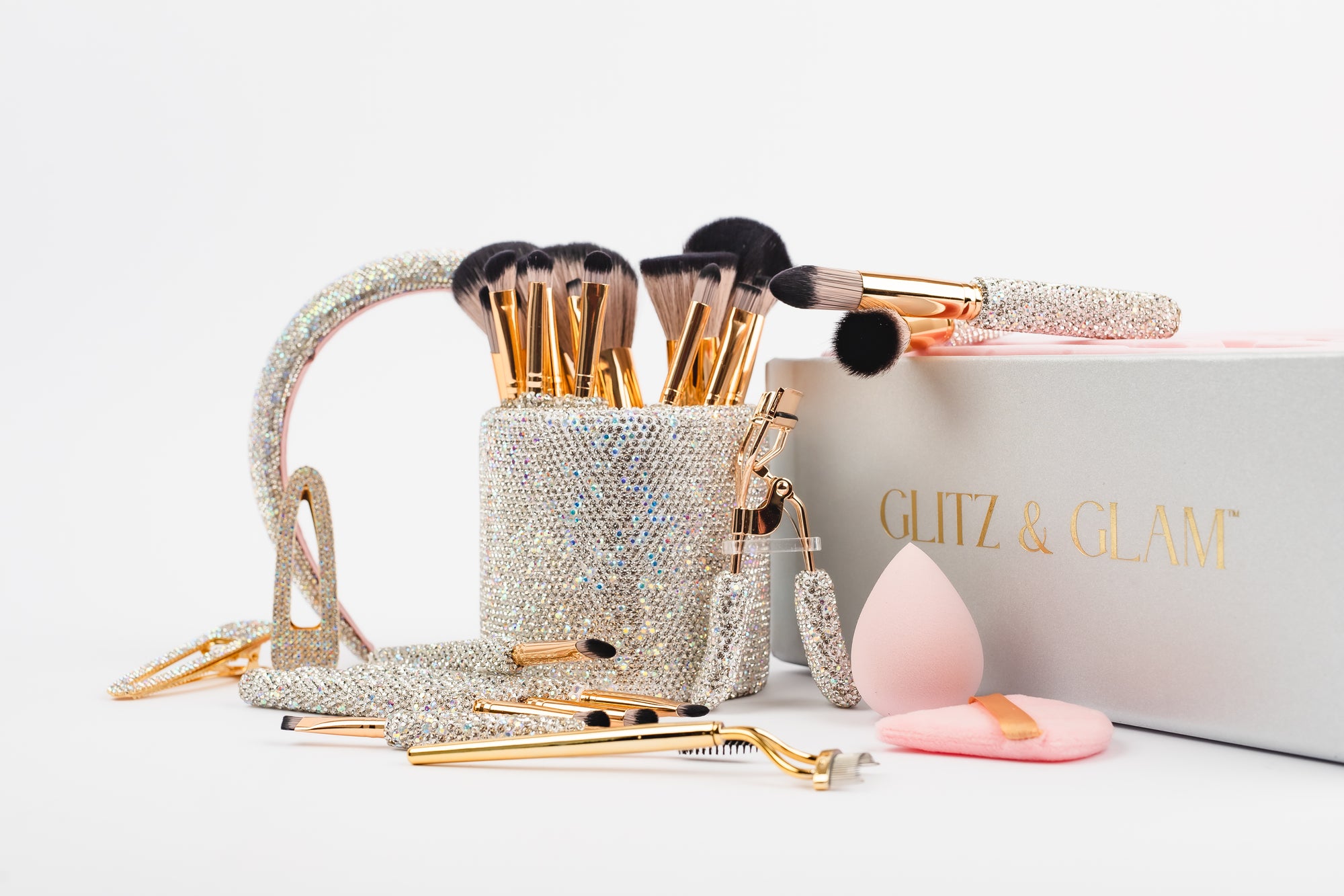 SILVER/PINK Glitz & Glam | 29pc Essentials Collection Brush Set | MU9887