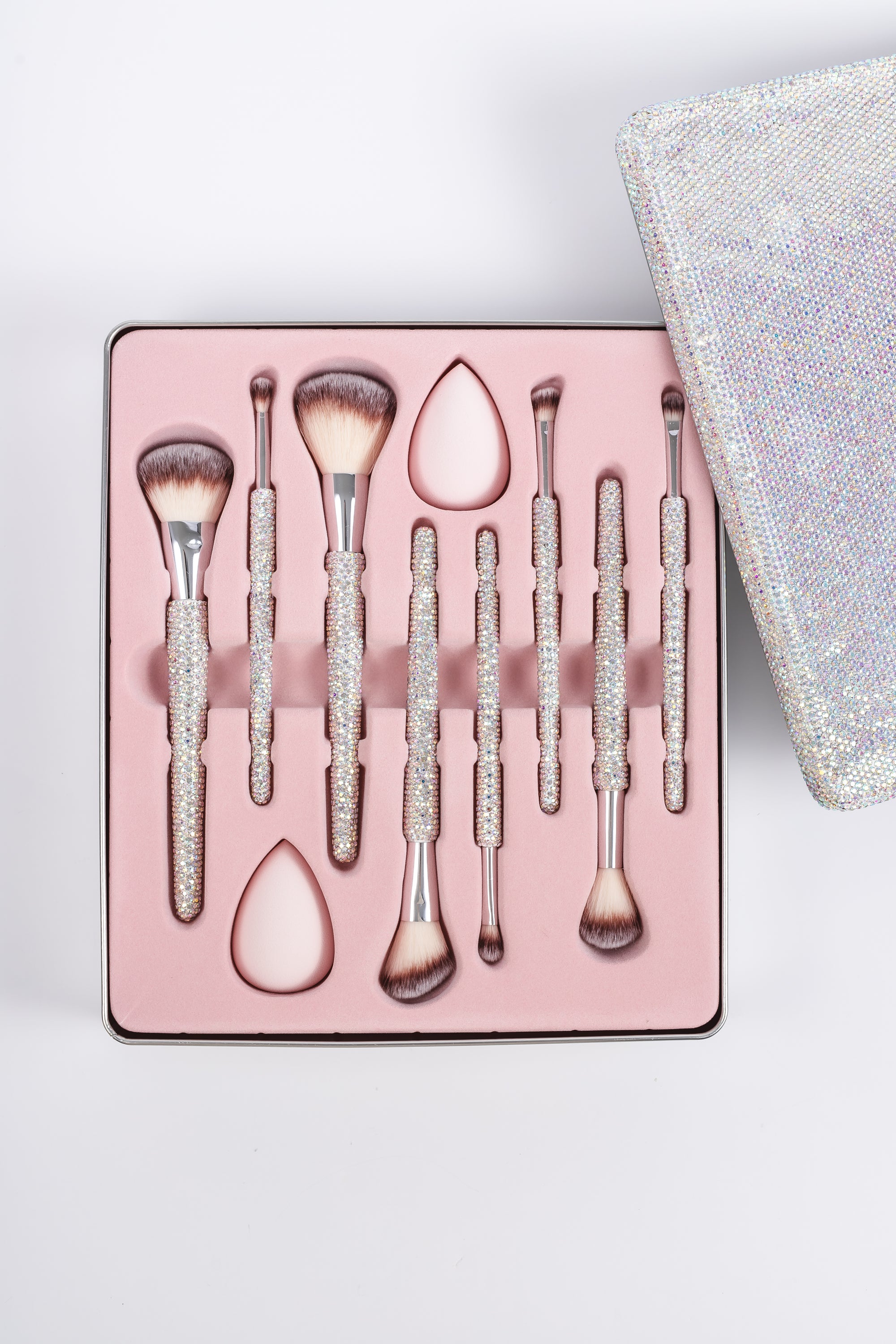 Chunky Silver Tin Glitz & Glam | 10pc Essentials Collection Brush Set | GG4757