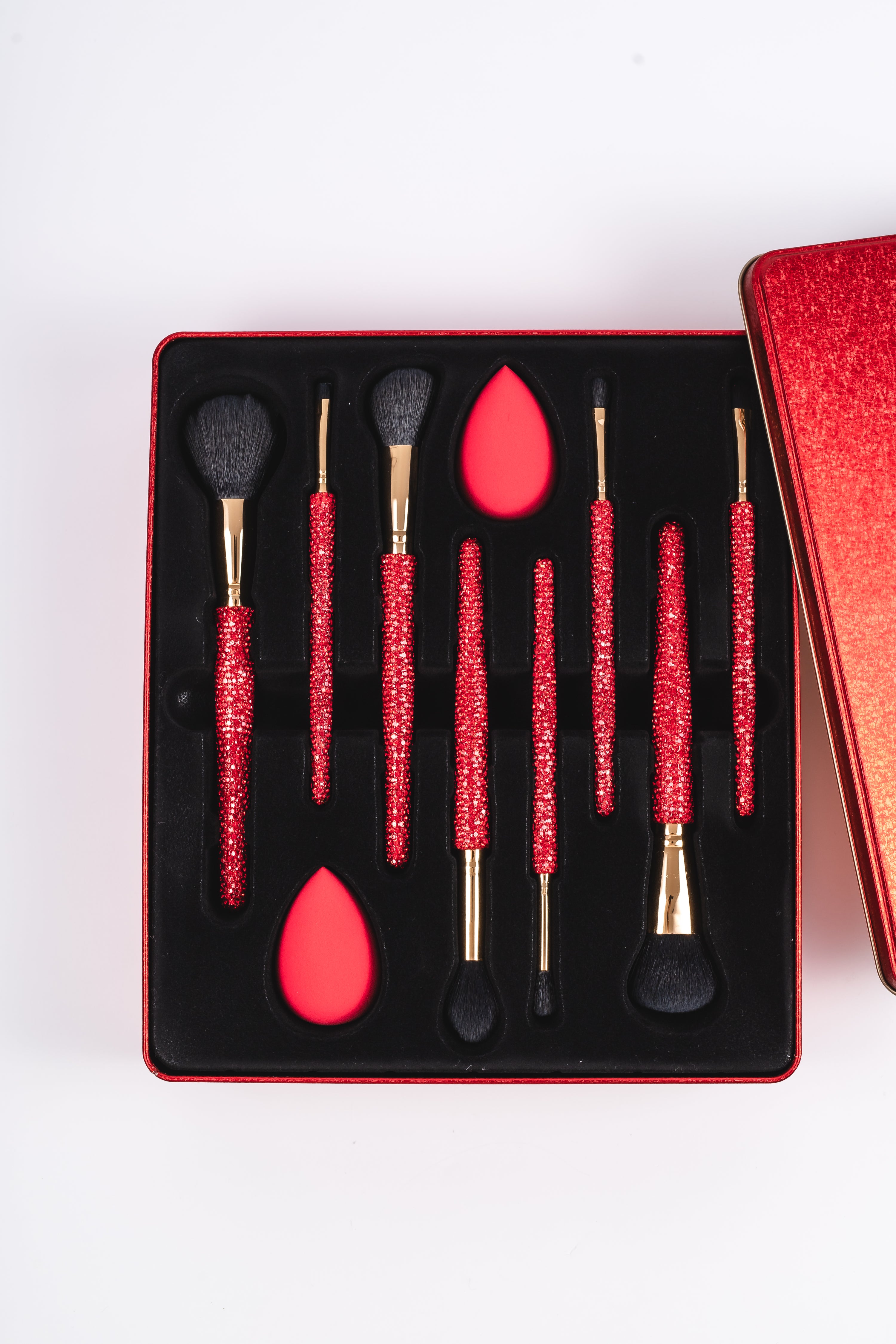 Chunky RED Tin Glitz & Glam | 10pc Essentials Collection Brush Set | GG4760