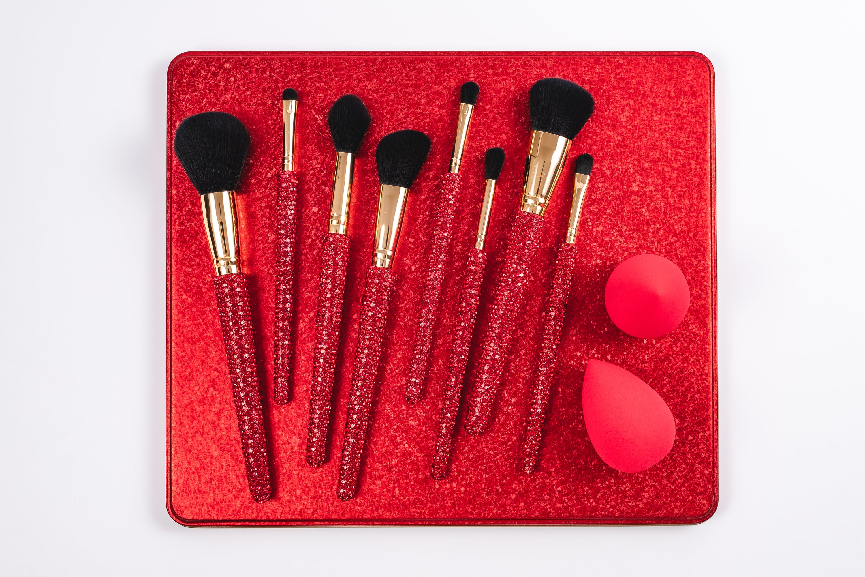 Chunky RED Tin Glitz & Glam | 10pc Essentials Collection Brush Set | GG4760