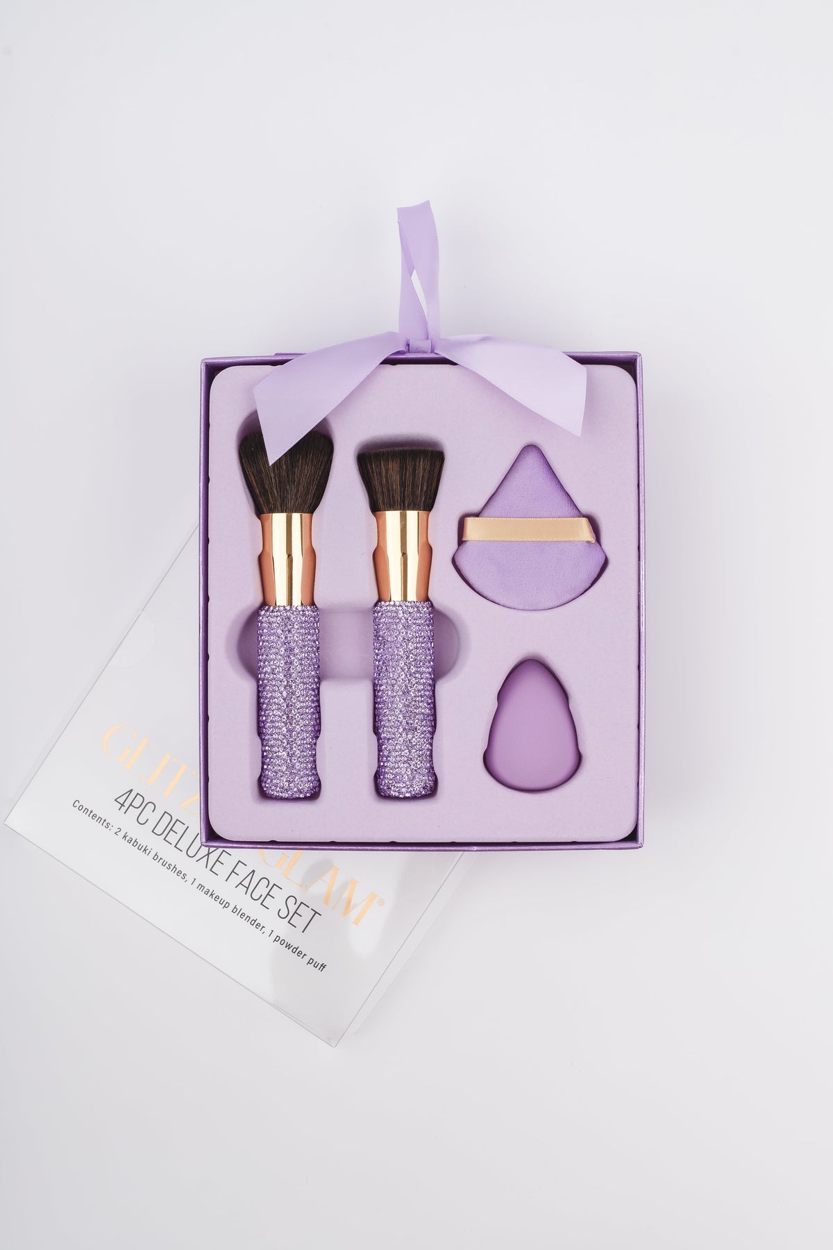 Light Purple Glitz & Glam 4pc Kabuki Face Set packaging
