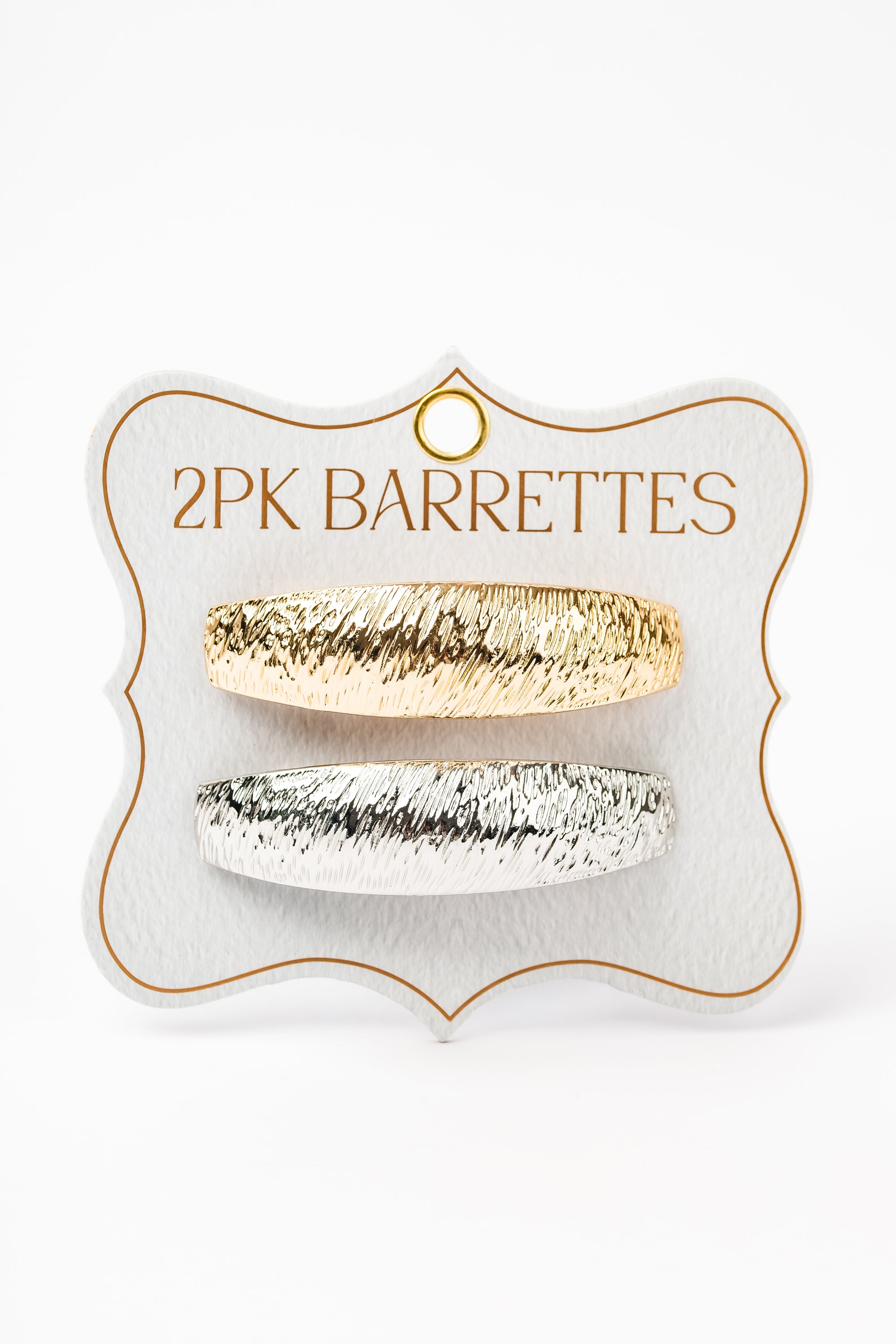 2pk GOLD/SILVER TEXTURED Barrettes