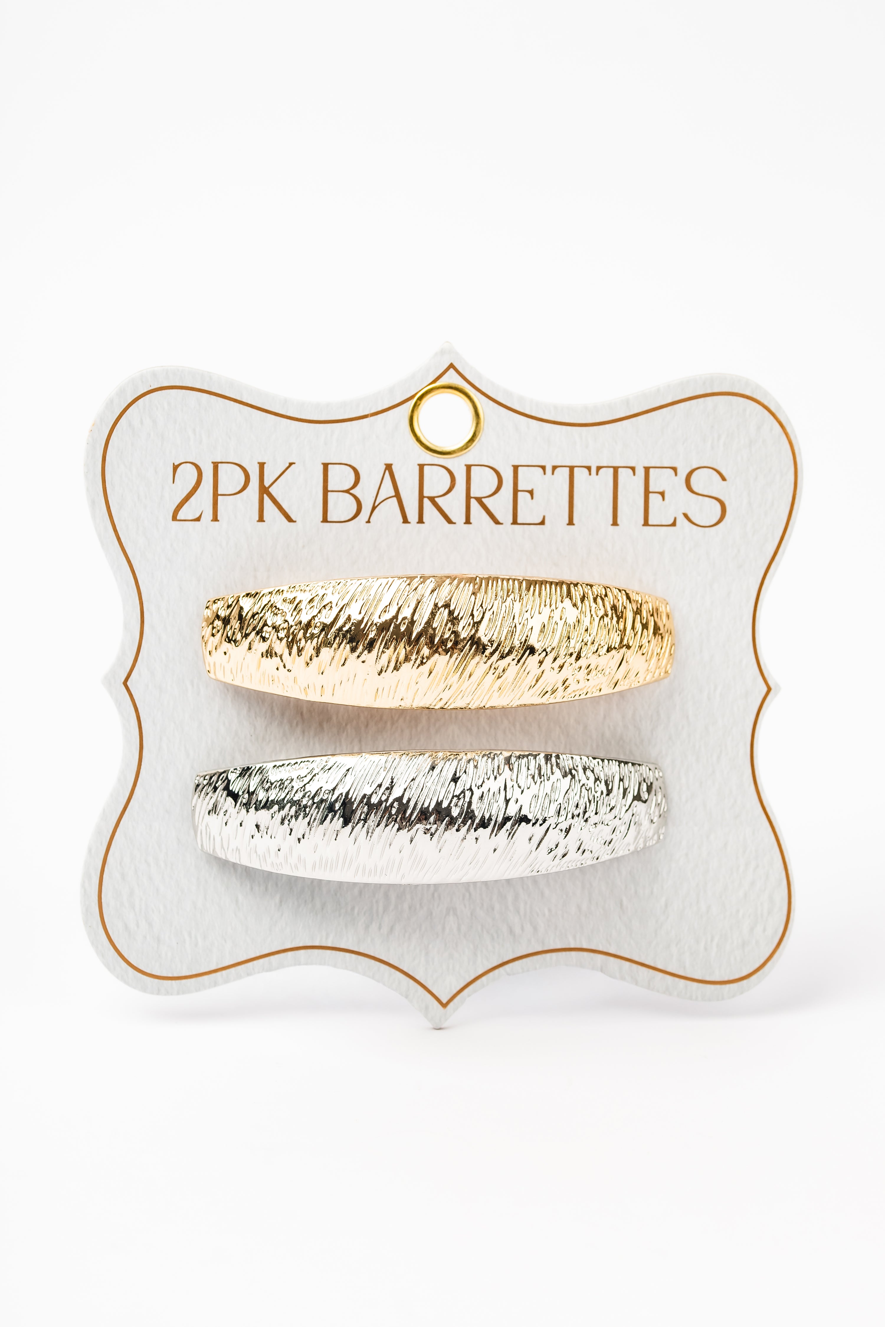 2pk GOLD/SILVER TEXTURED Barrettes