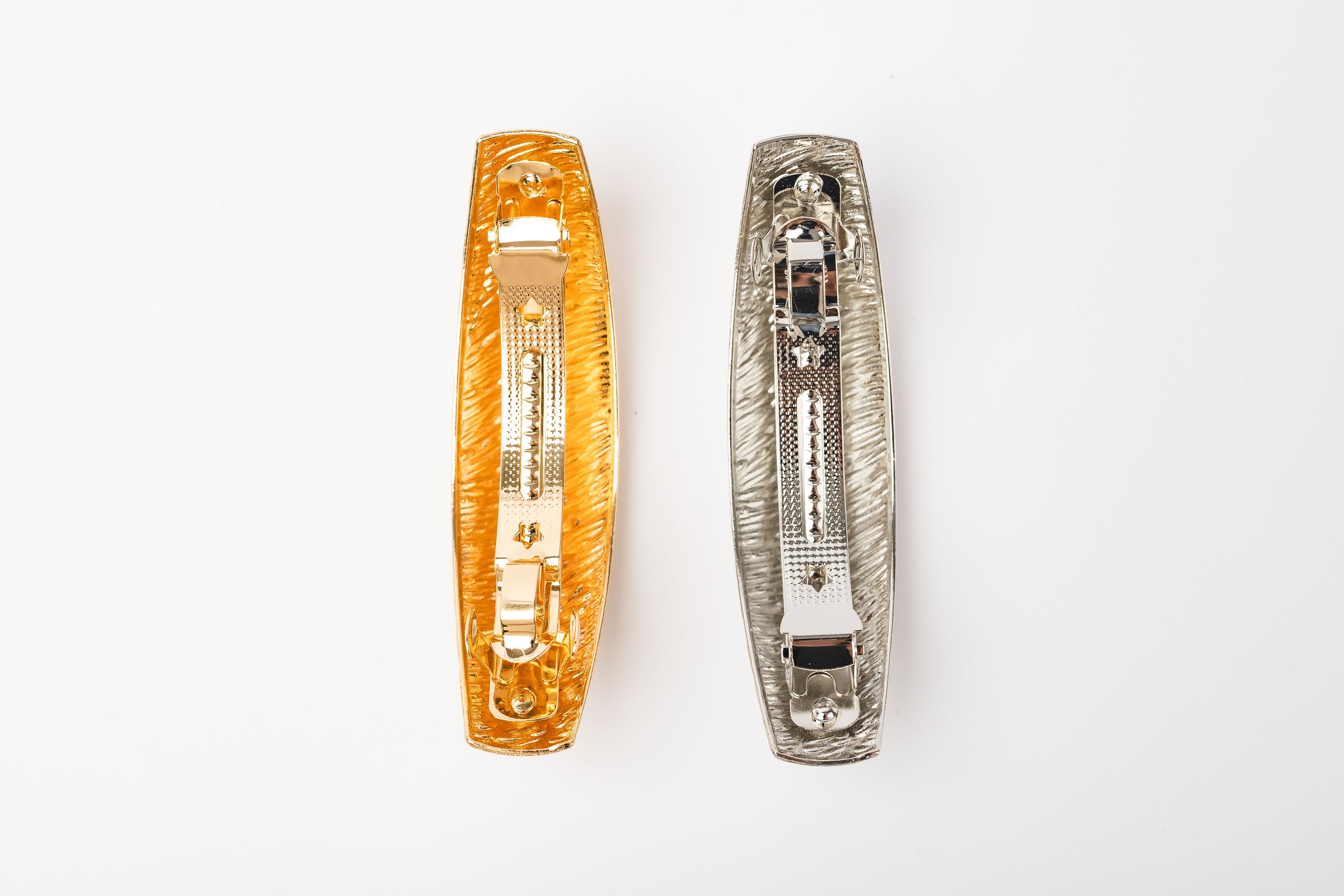 2pk GOLD/SILVER TEXTURED Barrettes