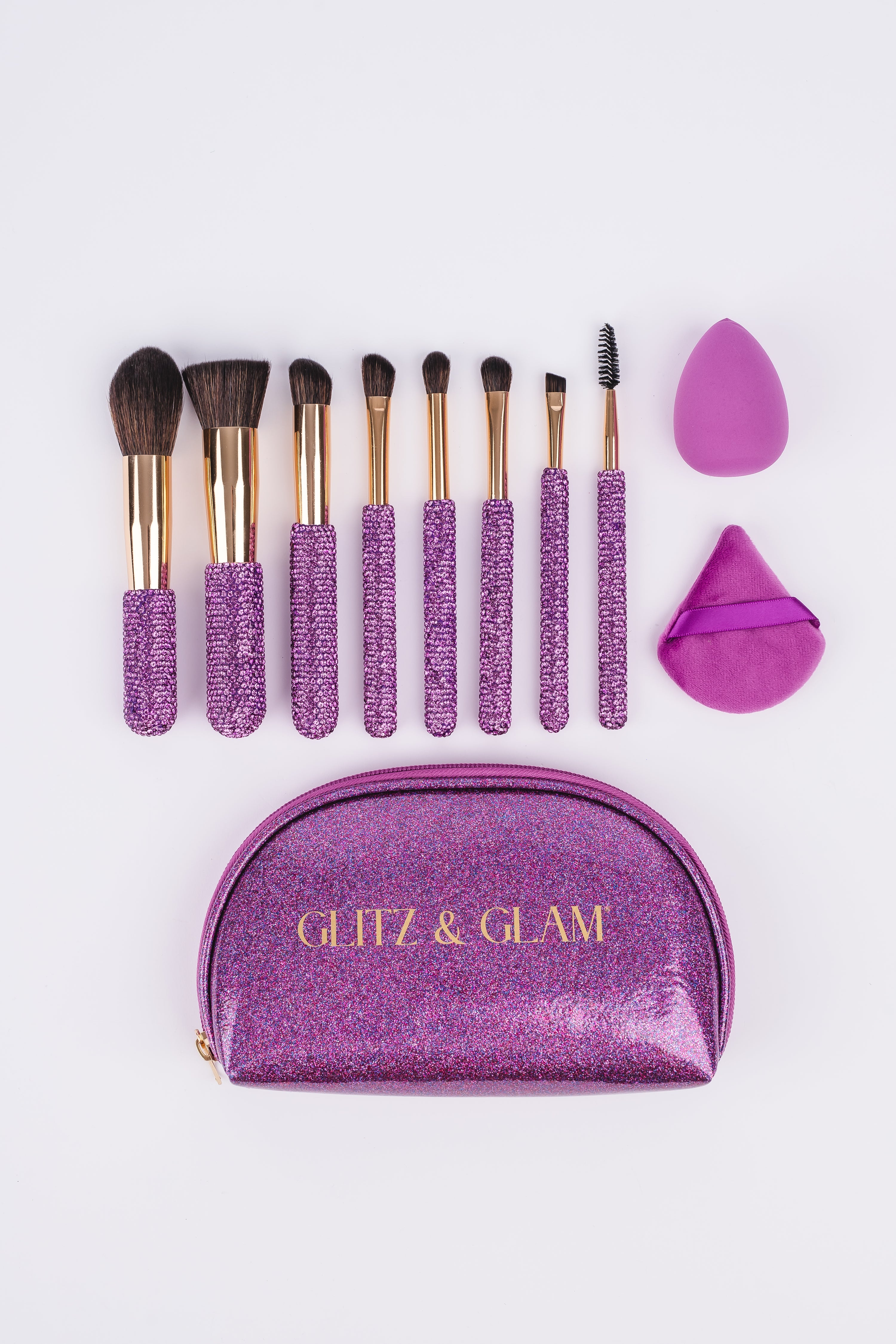 Violet Glitz & Glam |11pc Travel Brush Set | GG18779