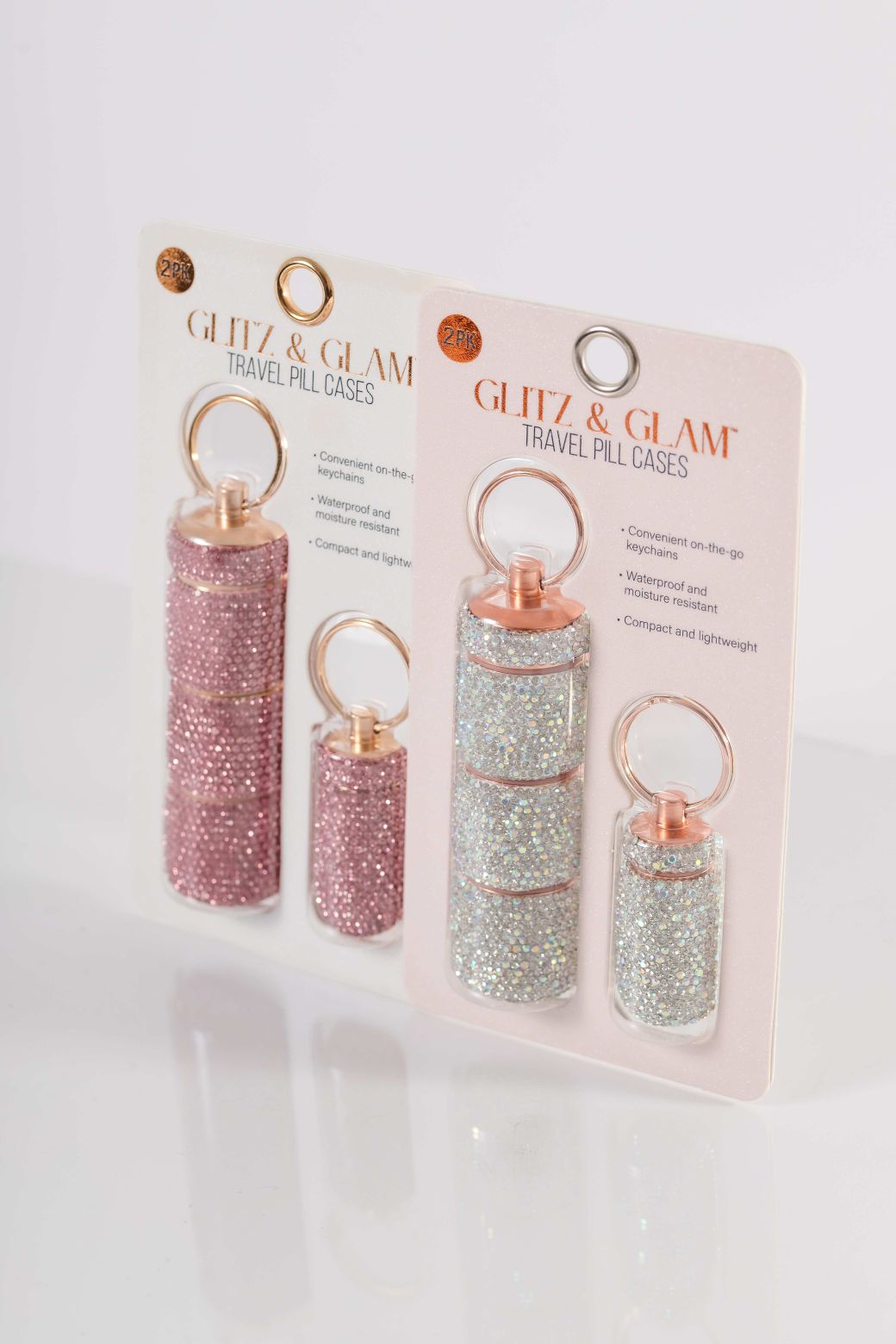 Glitz & Glam Travel Pill Cases with Keychain
