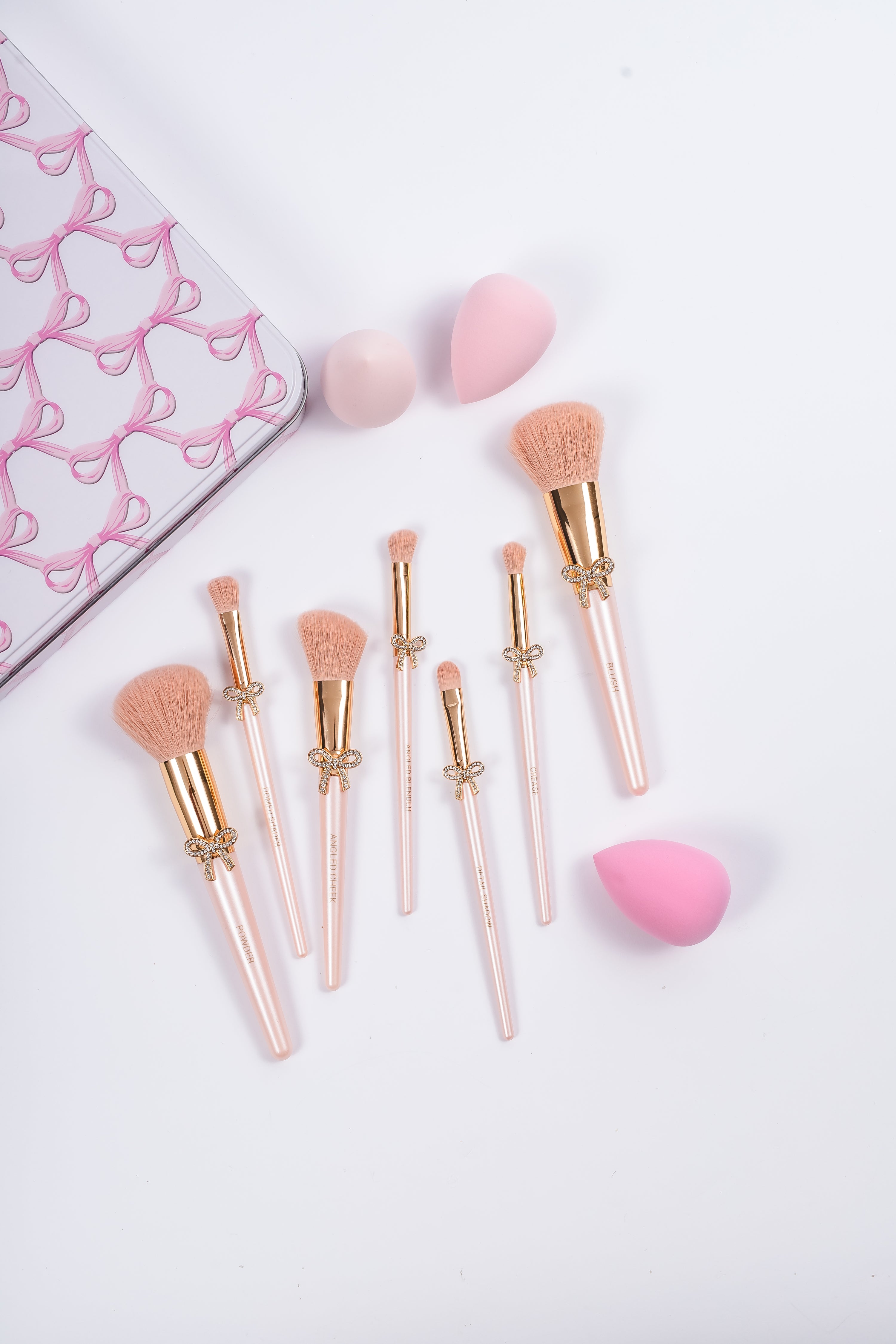 Coquette Pink Bow | 10pc Makeup Brush Set