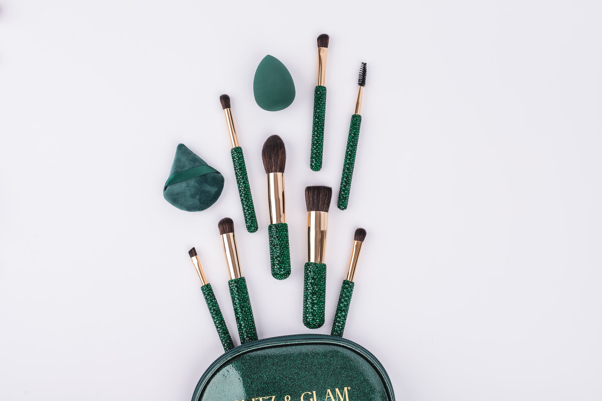 Emerald Glitz & Glam |11pc Travel Brush Set | GG18782