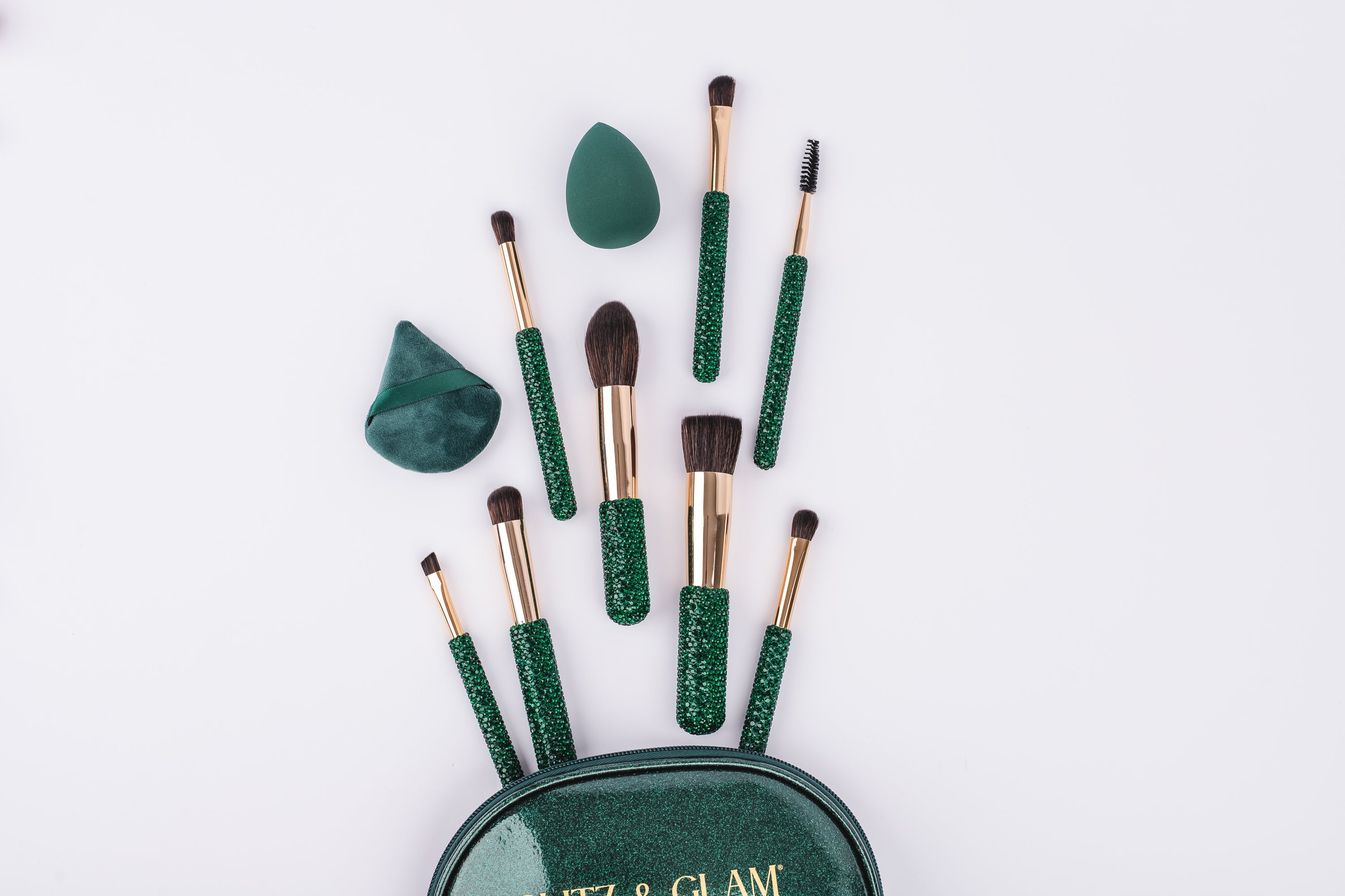 Emerald Glitz & Glam |11pc Travel Brush Set | GG18782