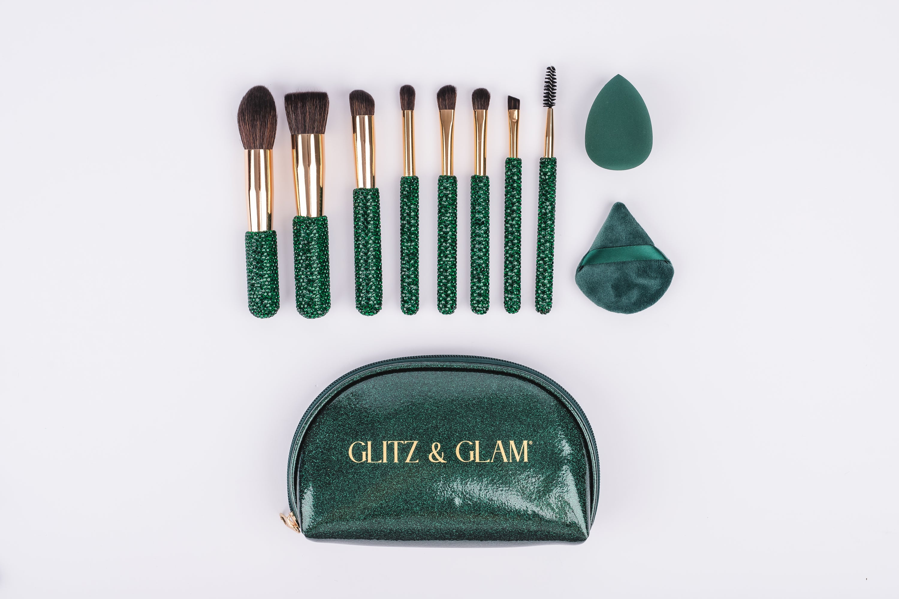 Emerald Glitz & Glam |11pc Travel Brush Set | GG18782