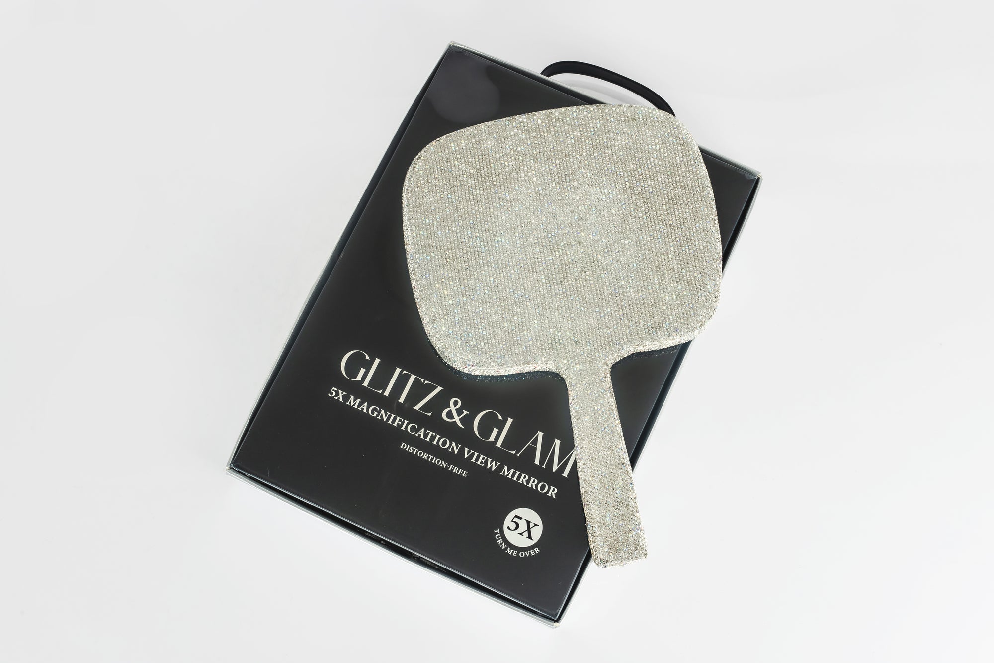 GLITZ & GLAM SILVER BLING HANDHELD MIRROR | GG4323-DD
