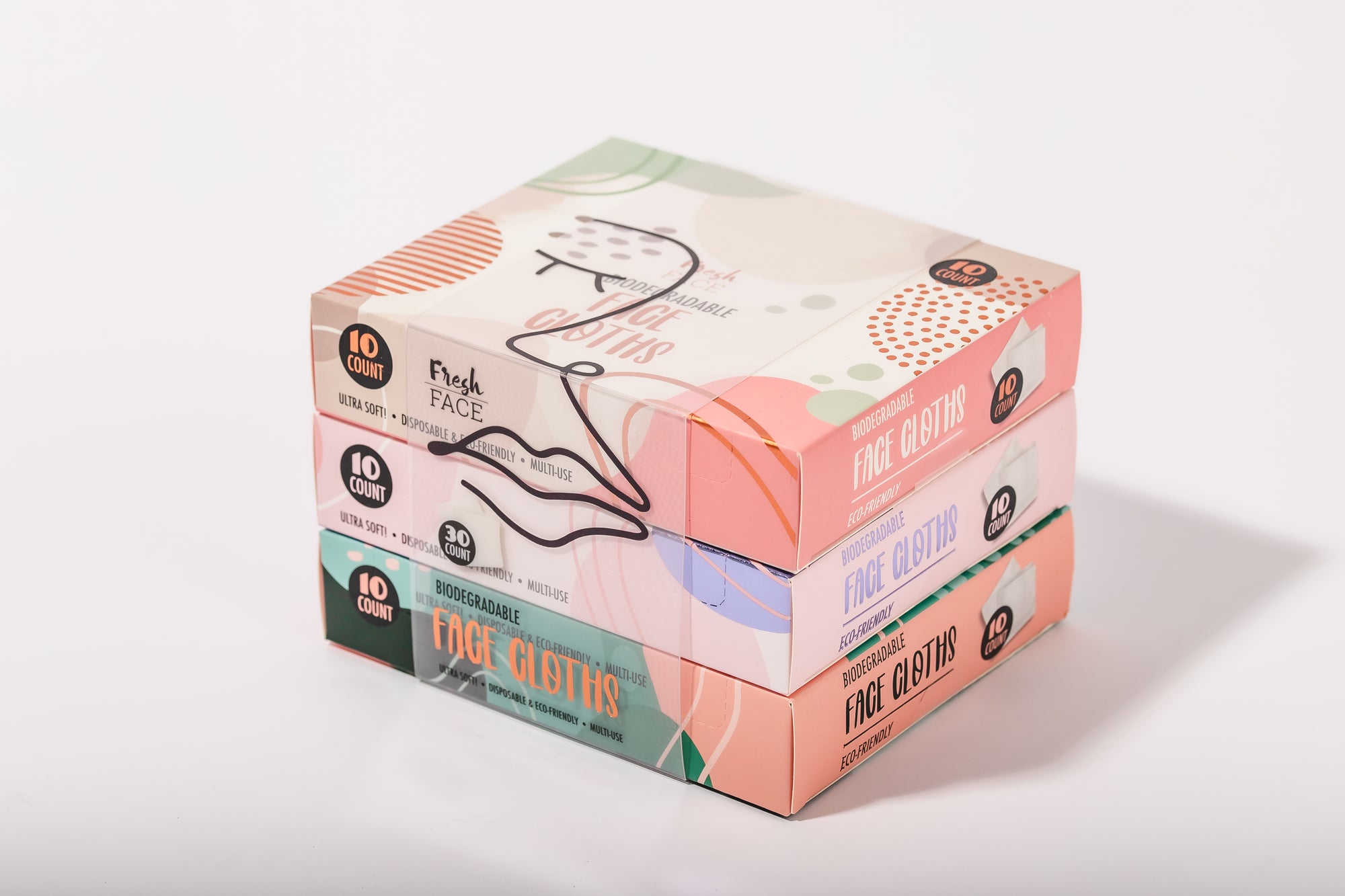 Fresh Face Biodegradable 3pk Face Cloths