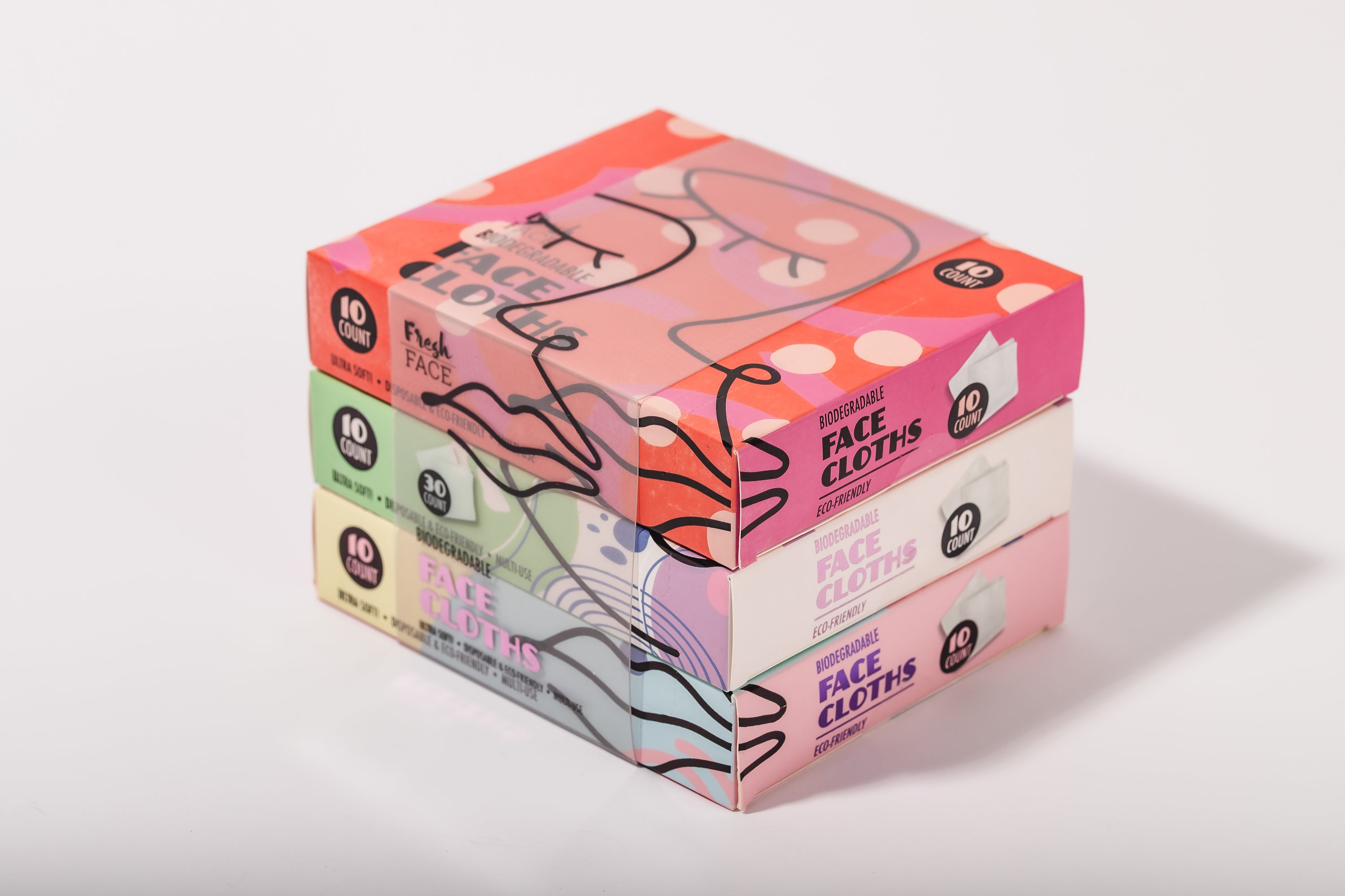 Fresh Face Biodegradable 3pk Face Cloths