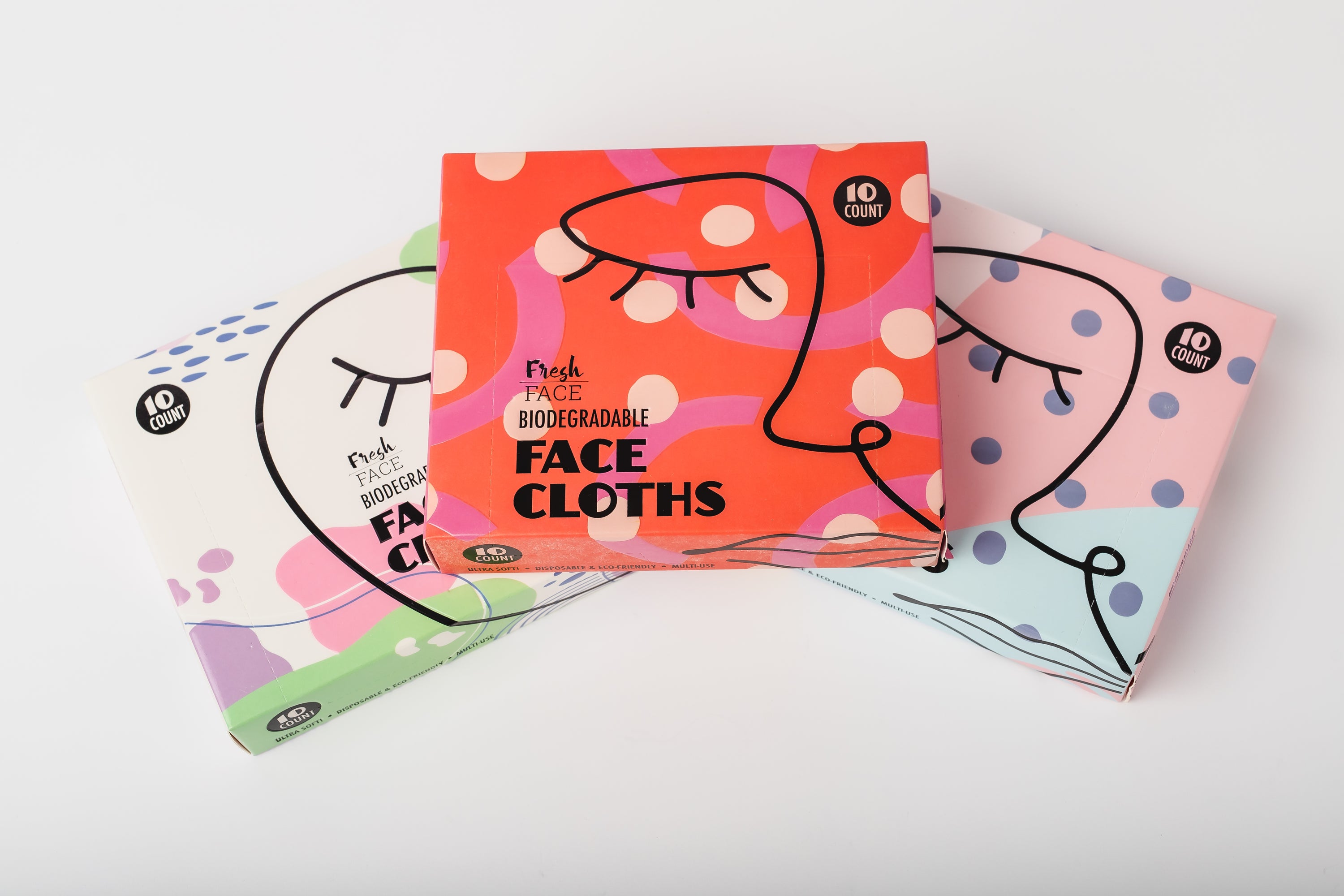 Fresh Face Biodegradable 3pk Face Cloths