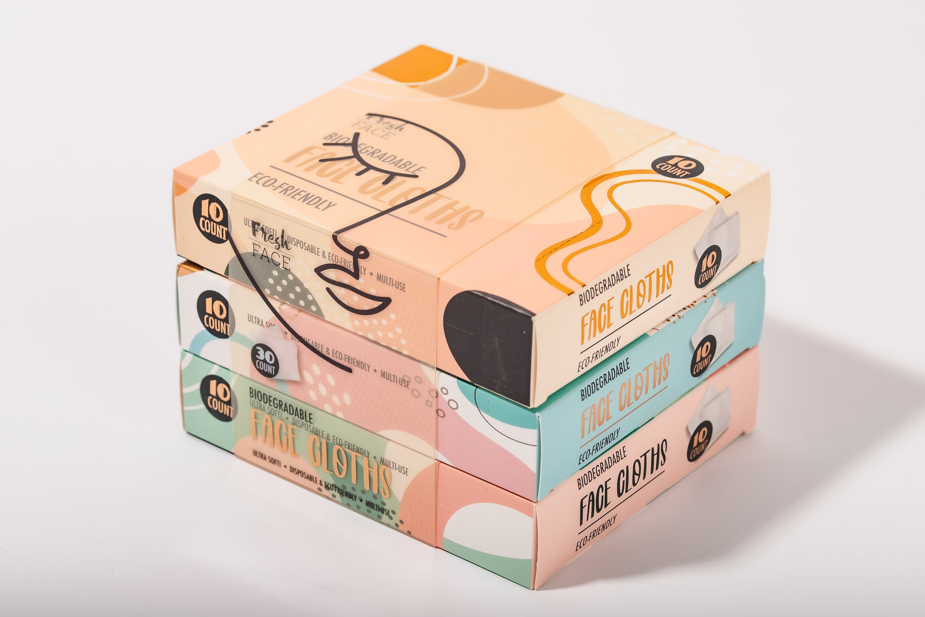 Fresh Face Biodegradable 3pk Face Cloths