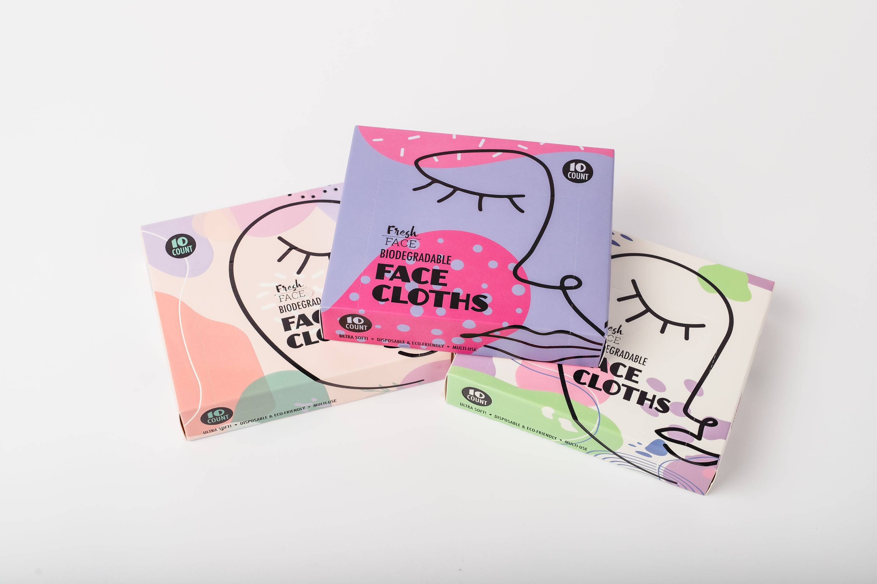 Fresh Face Biodegradable 3pk Face Cloths