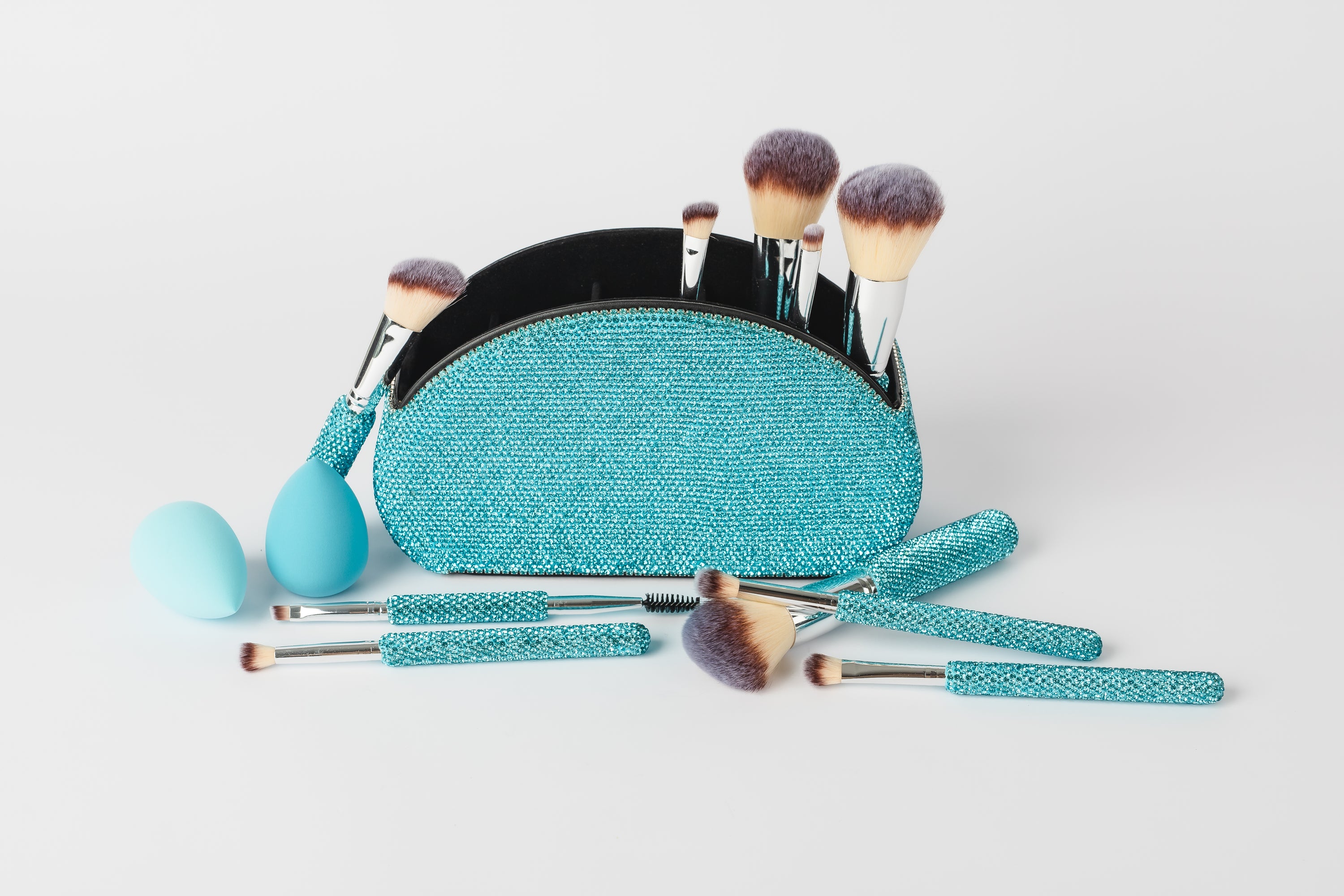 AQUAMARINE BLING Glitz & Glam | 13pc Makeup Brush Set |  GG4678