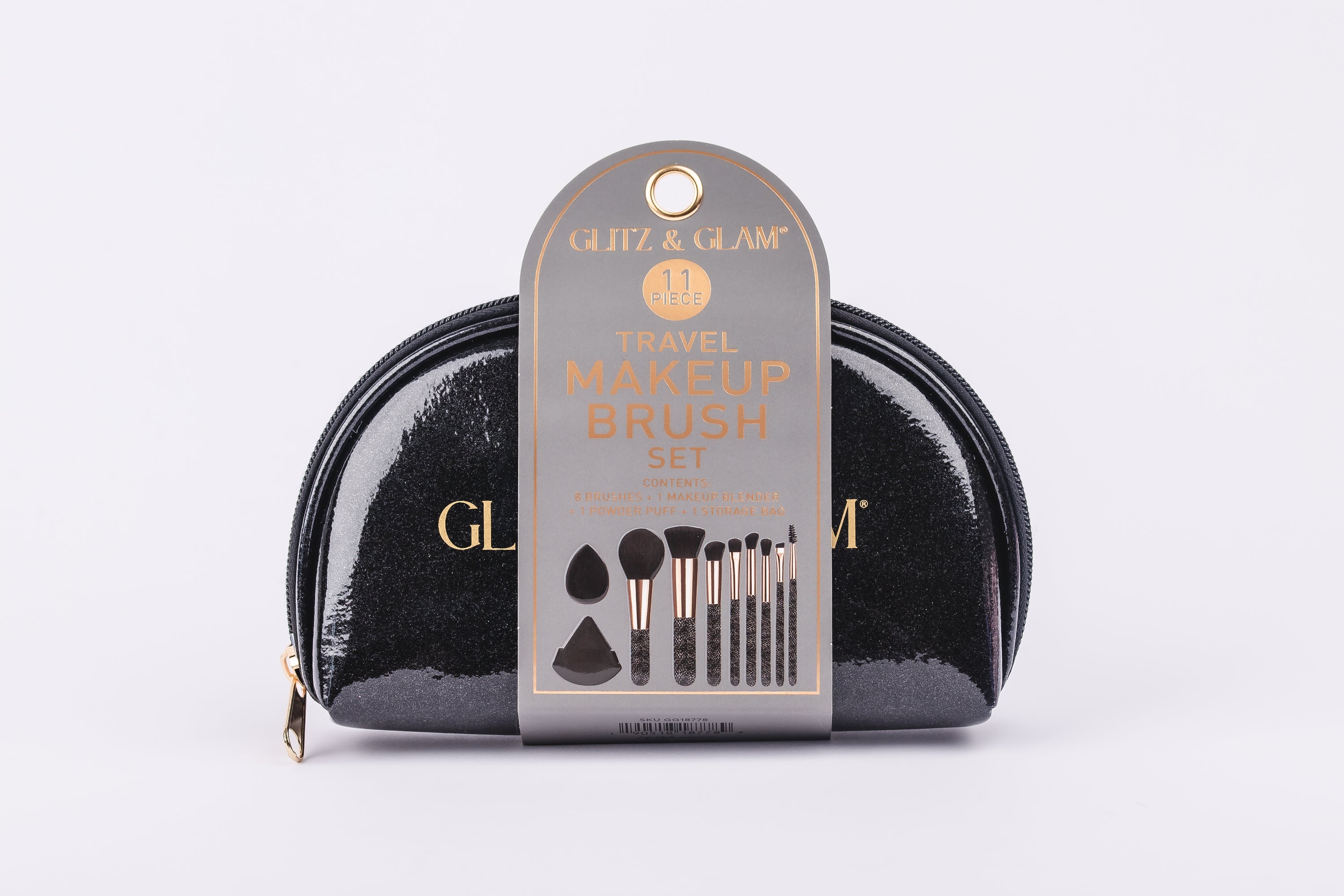 Black Glitz & Glam |11pc Travel Brush Set | GG18778