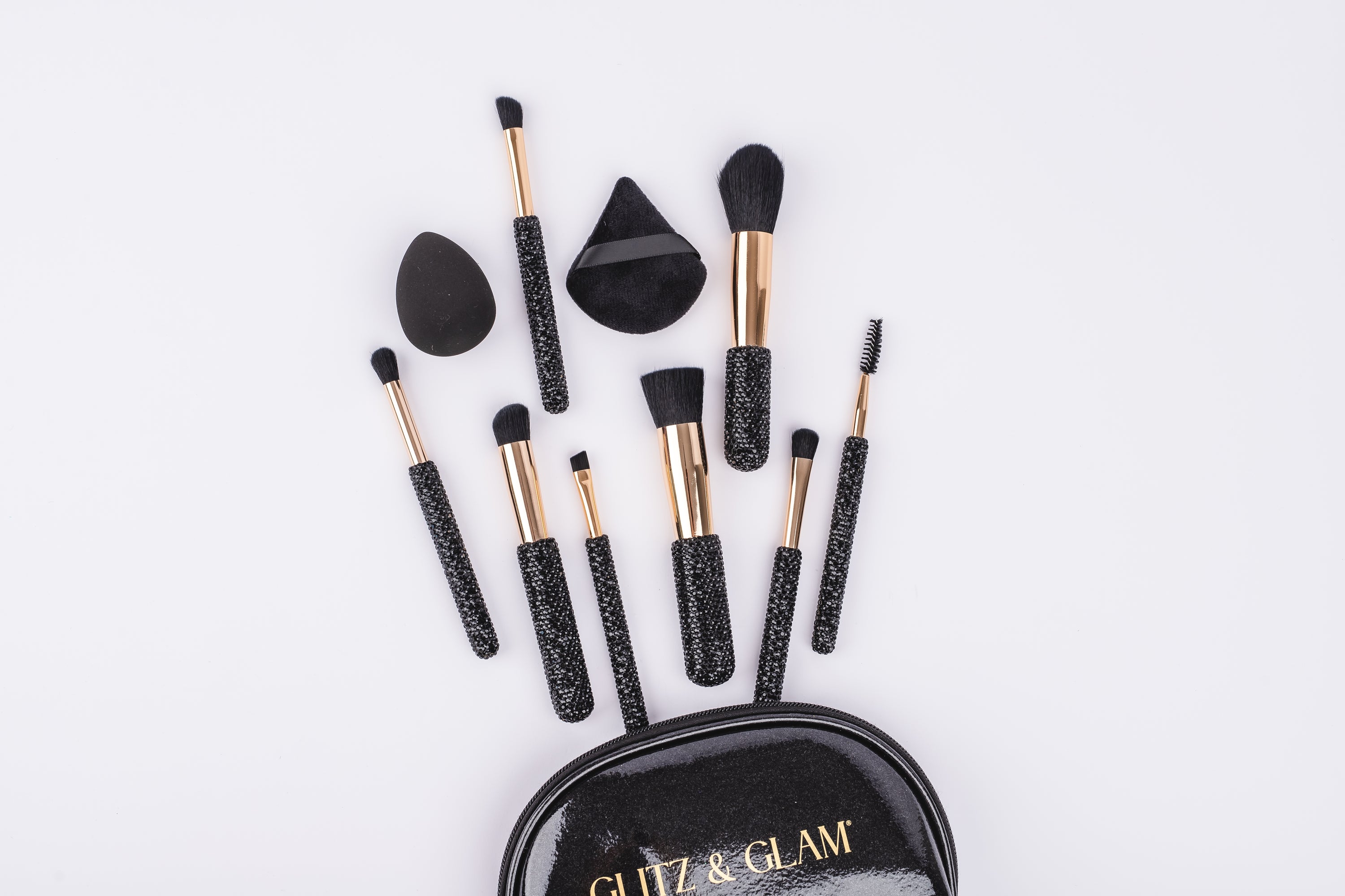 Black Glitz & Glam |11pc Travel Brush Set | GG18778