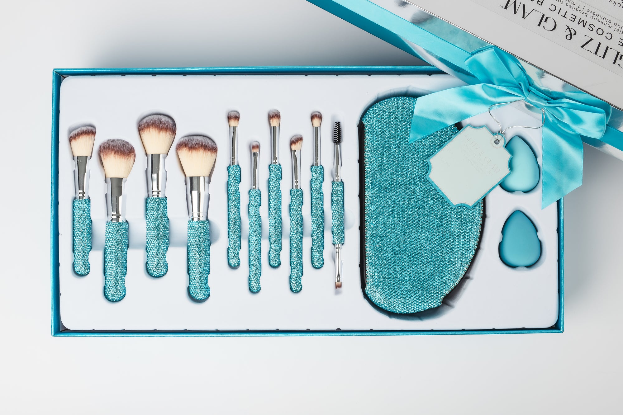 PRE-ORDER | AQUAMARINE BLING Glitz & Glam | 13pc Makeup Brush Set |  GG4678