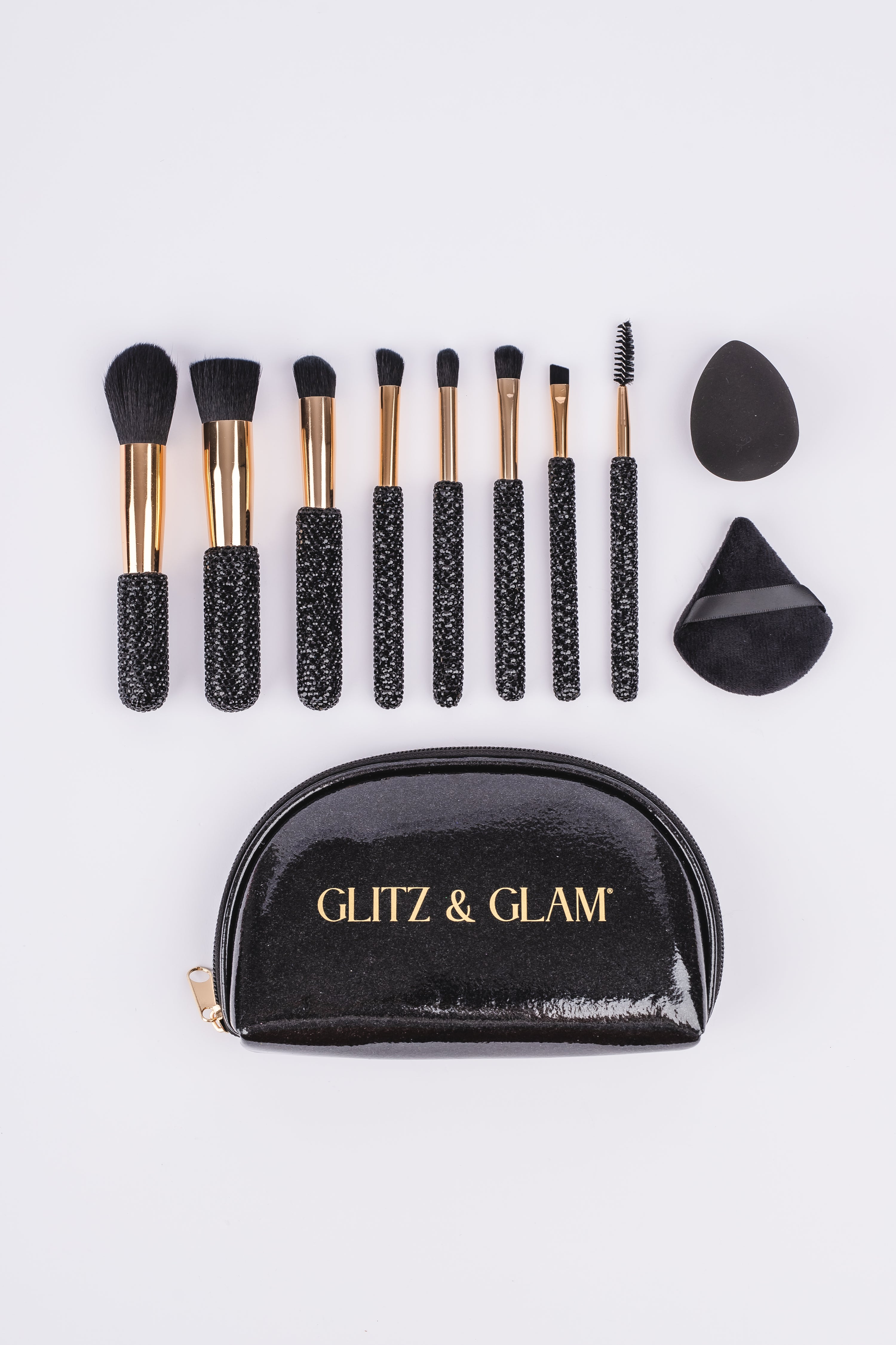 Black Glitz & Glam |11pc Travel Brush Set | GG18778
