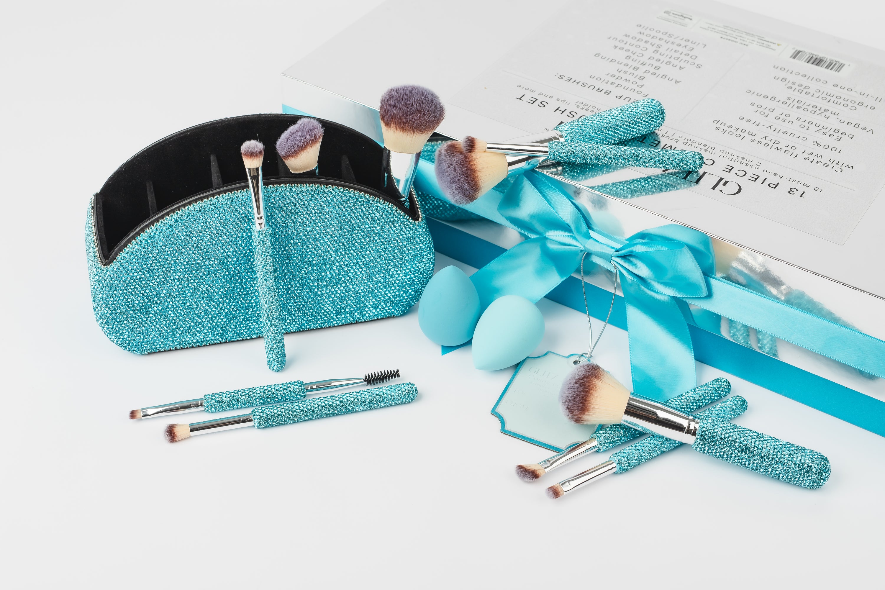 AQUAMARINE BLING Glitz & Glam | 13pc Makeup Brush Set |  GG4678
