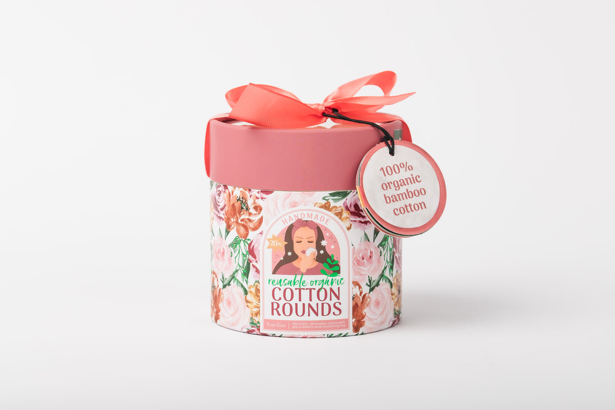 Nora Rose Reusable Organic Bamboo Cotton Makeup Remover Pads | Deep Rose Western Flower Blossom
