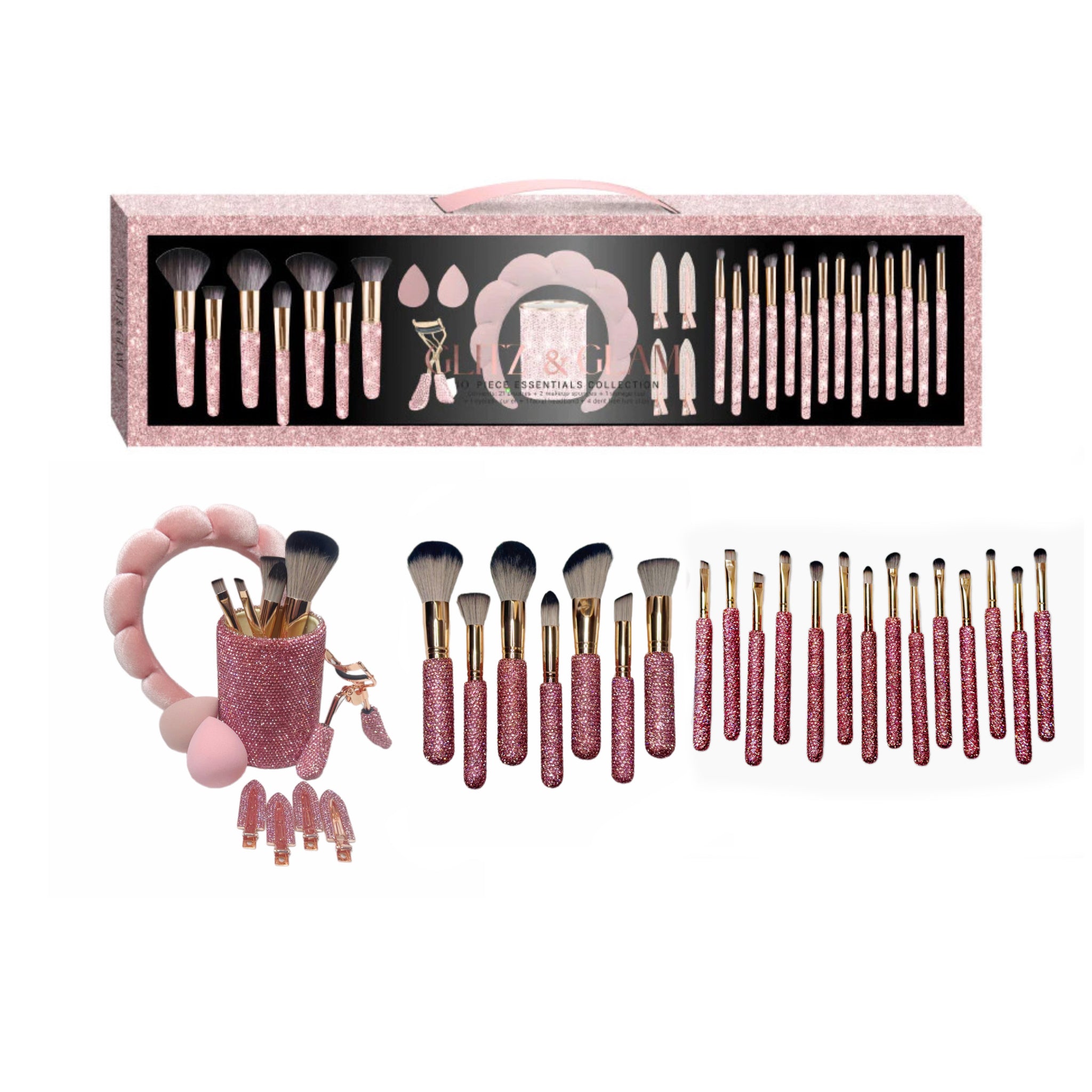 Silver/Pink Glitz & Glam  30pc Essentials Collection Brush Set – Lifestyle  Products