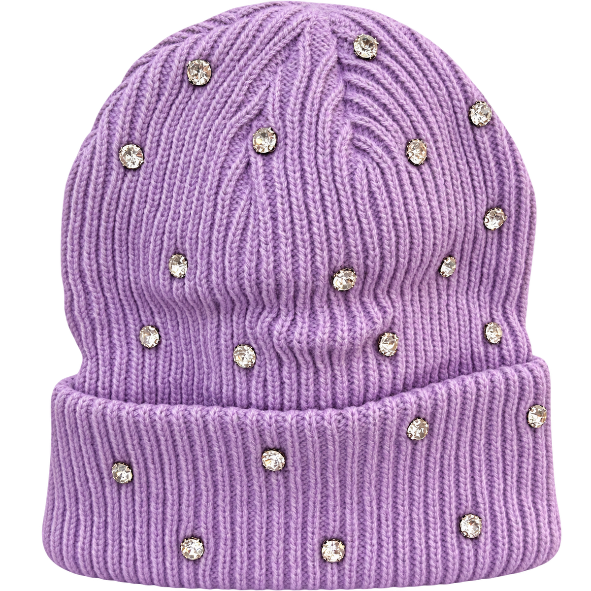 light purple Rhinestone Beanie, product only on transparent background