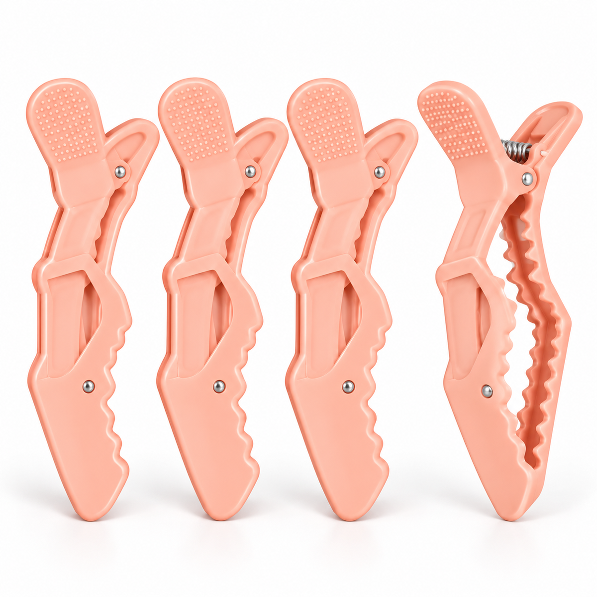 Light Coral & Doodle Lemons four styling clips without packaging, SKU CL0930