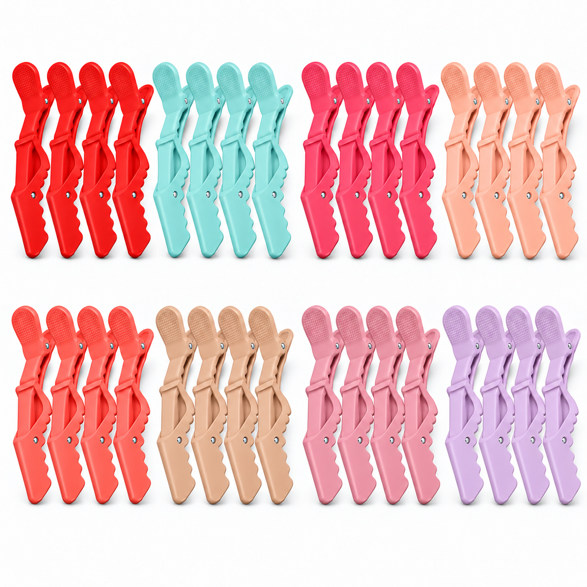 All eight available four-pack no-slip styling clip sets