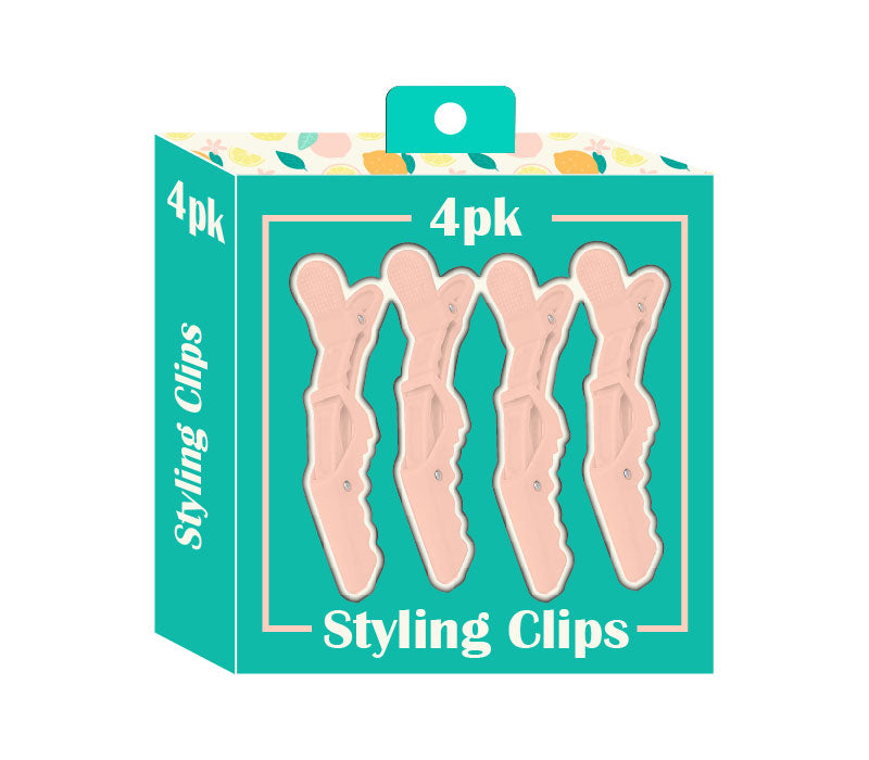 No Slip Hair Clips | Light Coral & Doodle Lemons (4 Pack) product photo
