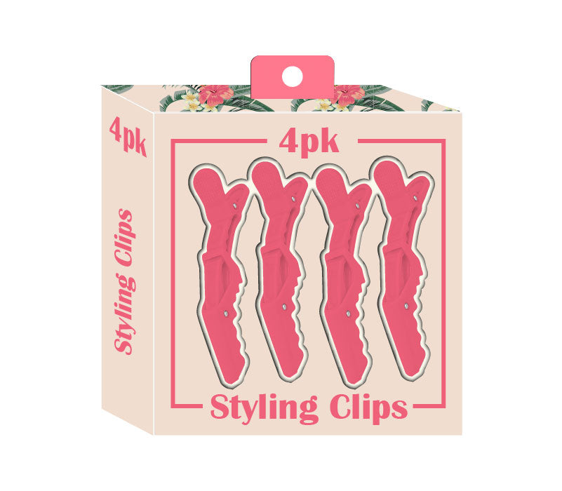 No Slip Hair Clips | Hibiscus Pink & Flowers (4 Pack) product photo